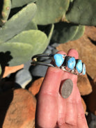 The 5 Stone Turquoise Cuff, 11-Bracelets & Cuffs-Calli Co., Turquoise and Silver Jewelry, Native American Handmade, Zuni Tribe, Navajo Tribe, Brock Texas