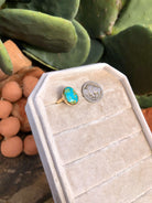 The London 14k and Turquoise Ring 20, Sz 7.25-Rings-Calli Co., Turquoise and Silver Jewelry, Native American Handmade, Zuni Tribe, Navajo Tribe, Brock Texas
