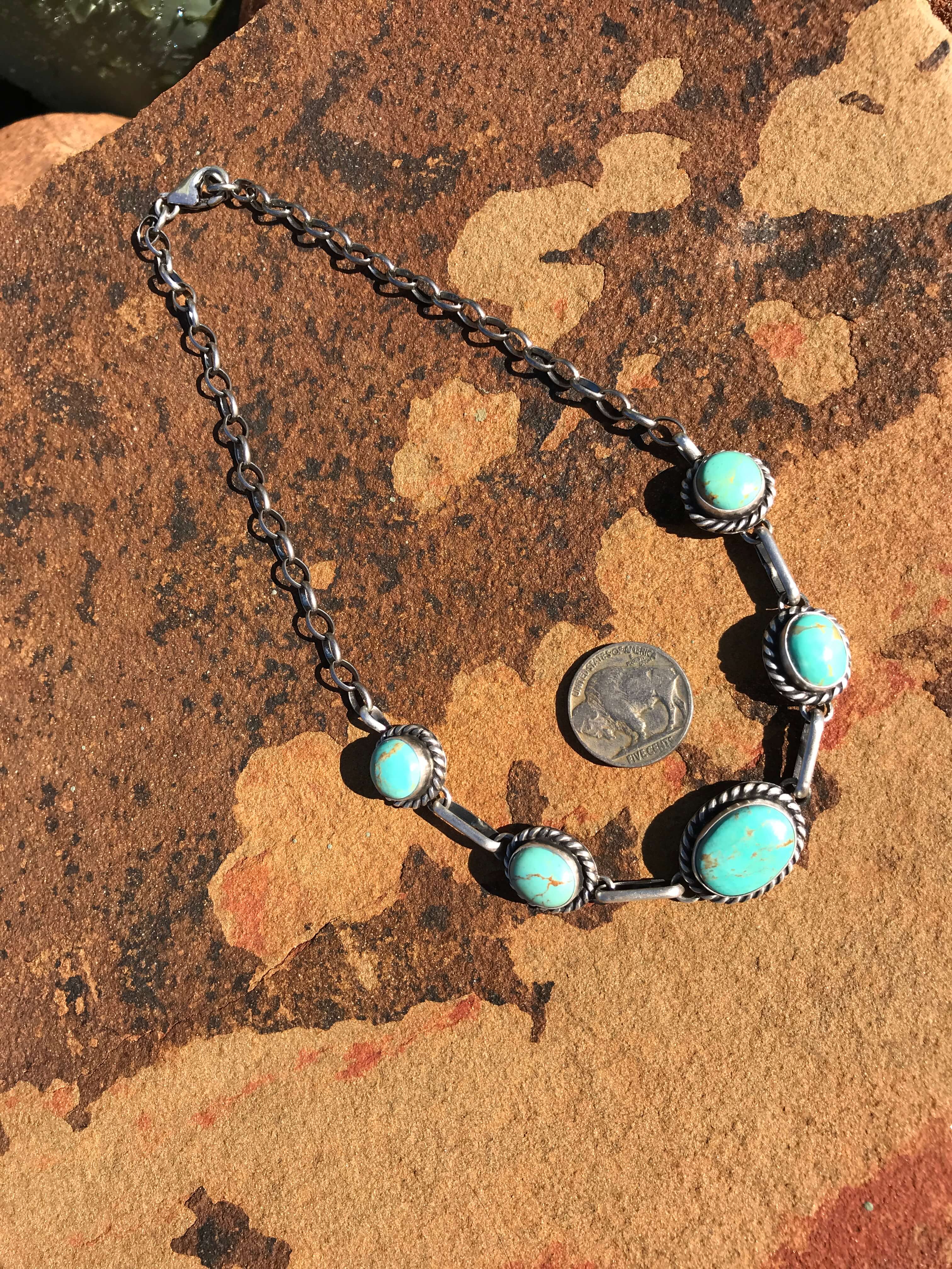 The Lulu Necklace, 9-Necklaces-Calli Co., Turquoise and Silver Jewelry, Native American Handmade, Zuni Tribe, Navajo Tribe, Brock Texas