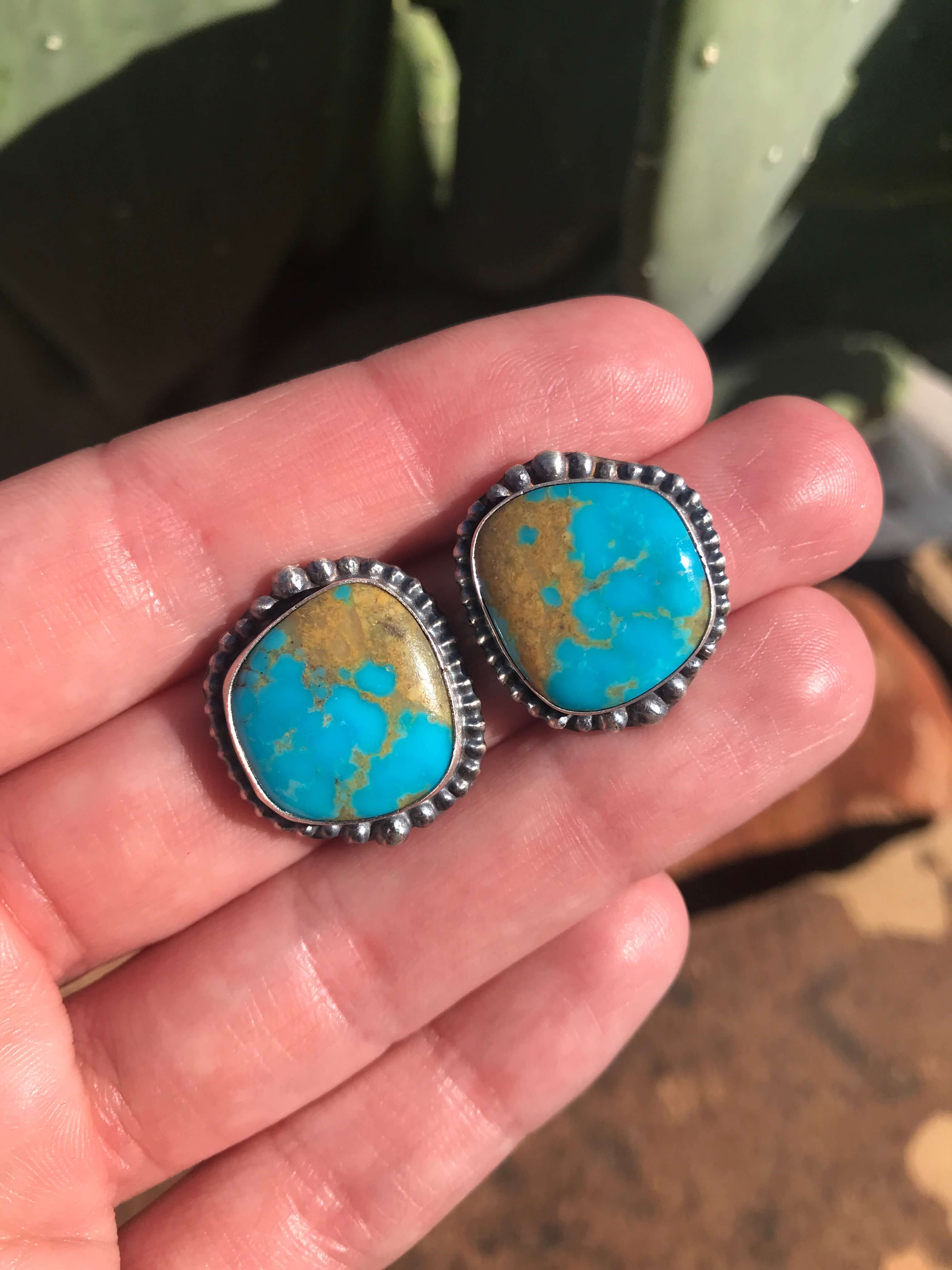 The Turquoise Studs, 96-Earrings-Calli Co., Turquoise and Silver Jewelry, Native American Handmade, Zuni Tribe, Navajo Tribe, Brock Texas