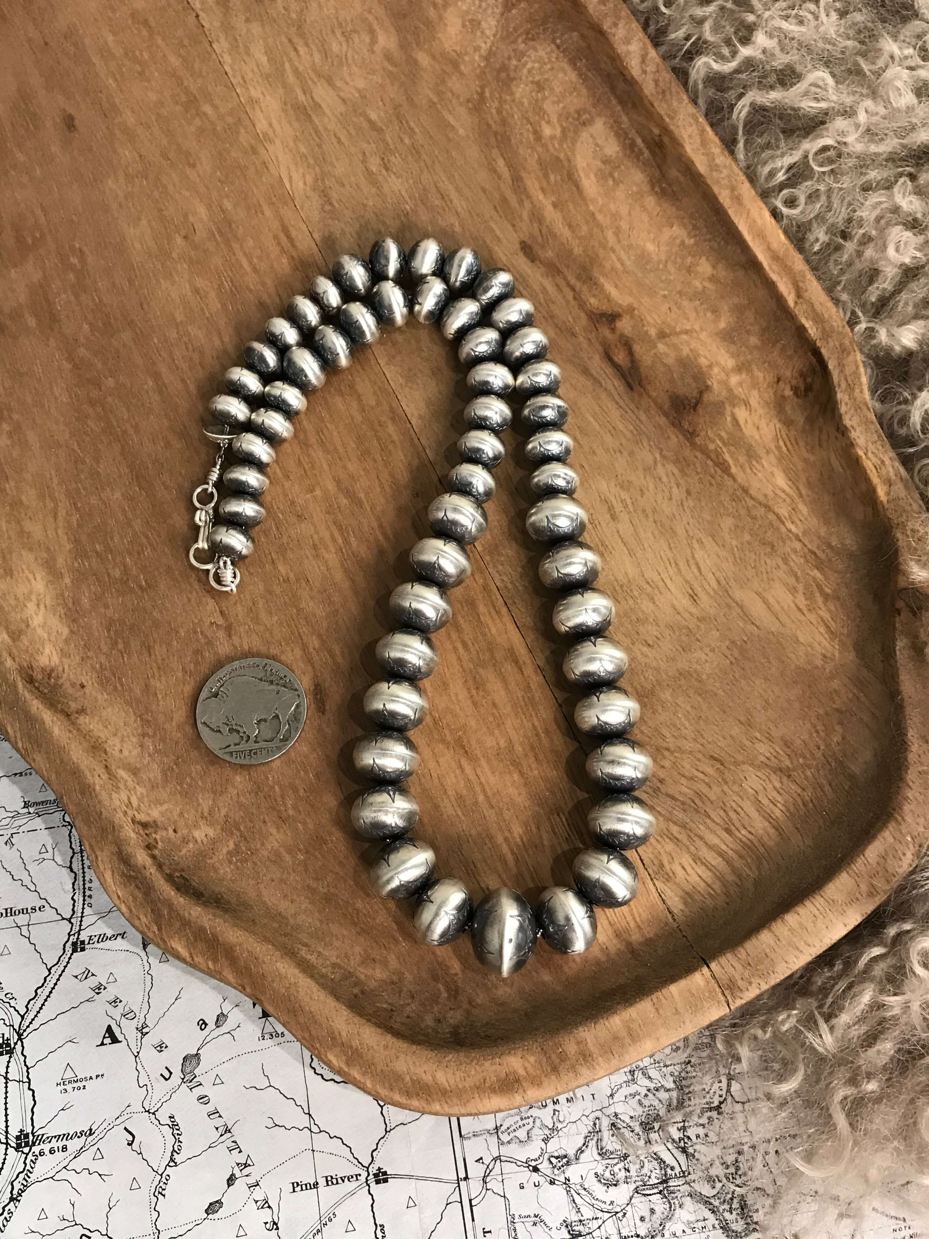 The Bronc Necklace, 20"-Necklaces-Calli Co., Turquoise and Silver Jewelry, Native American Handmade, Zuni Tribe, Navajo Tribe, Brock Texas