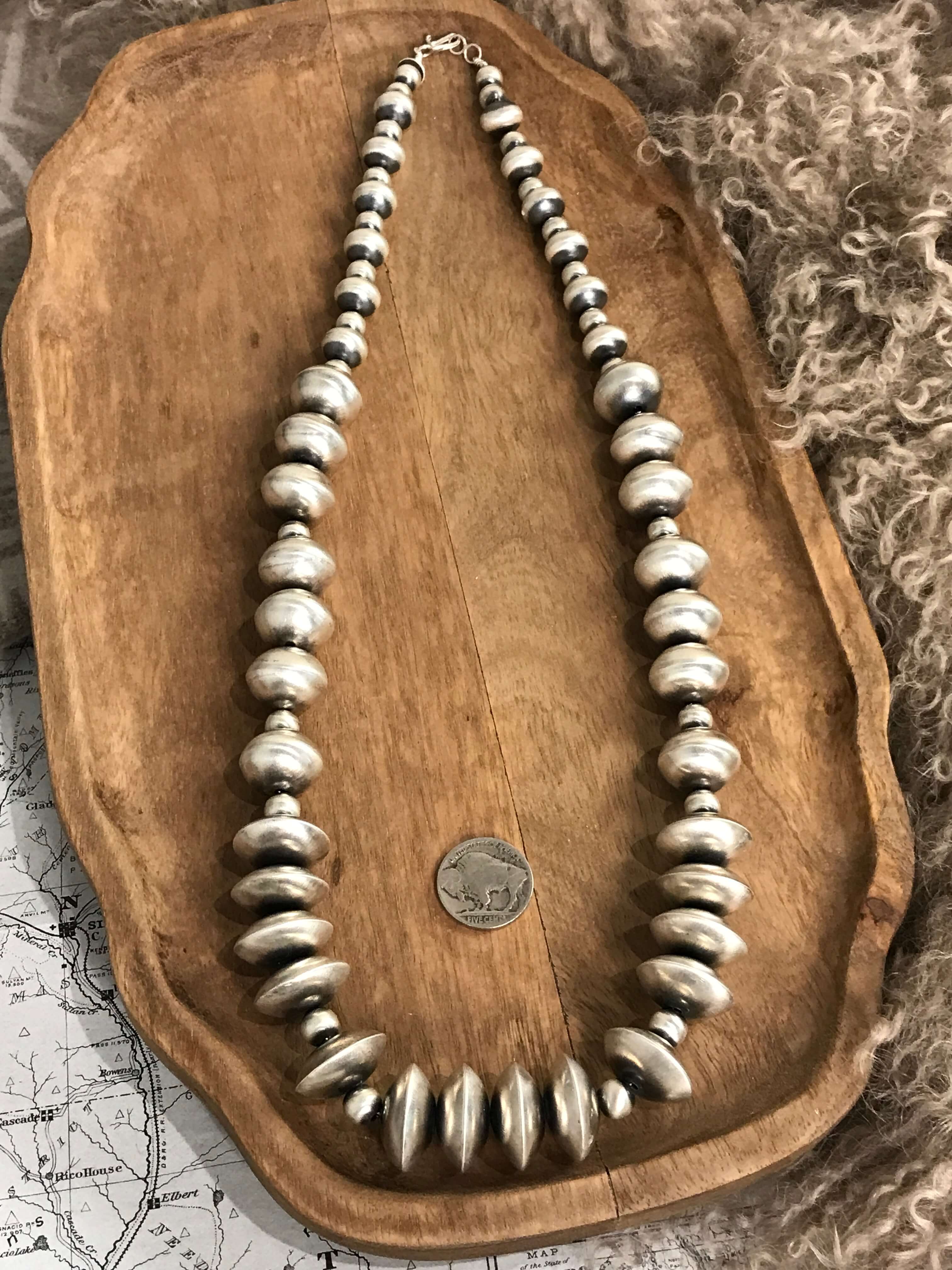 The Ames Necklace, 28"-Necklaces-Calli Co., Turquoise and Silver Jewelry, Native American Handmade, Zuni Tribe, Navajo Tribe, Brock Texas