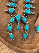 The Nacona Squash Blossom Necklace Set-Necklaces-Calli Co., Turquoise and Silver Jewelry, Native American Handmade, Zuni Tribe, Navajo Tribe, Brock Texas