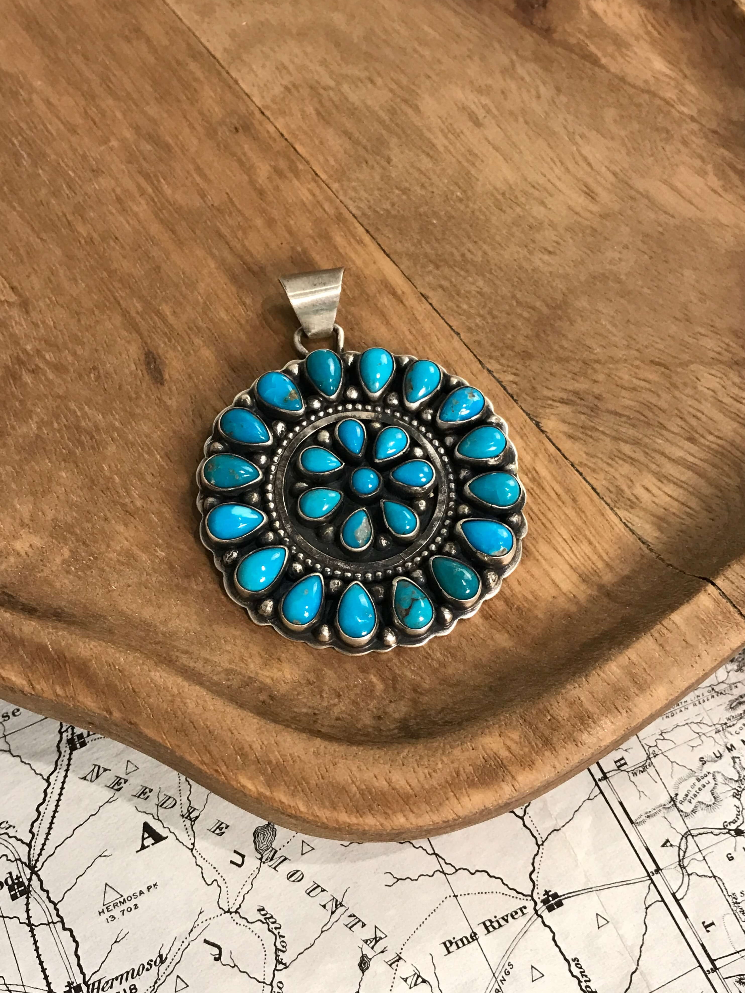 The Bowens Pendant-Pendants-Calli Co., Turquoise and Silver Jewelry, Native American Handmade, Zuni Tribe, Navajo Tribe, Brock Texas