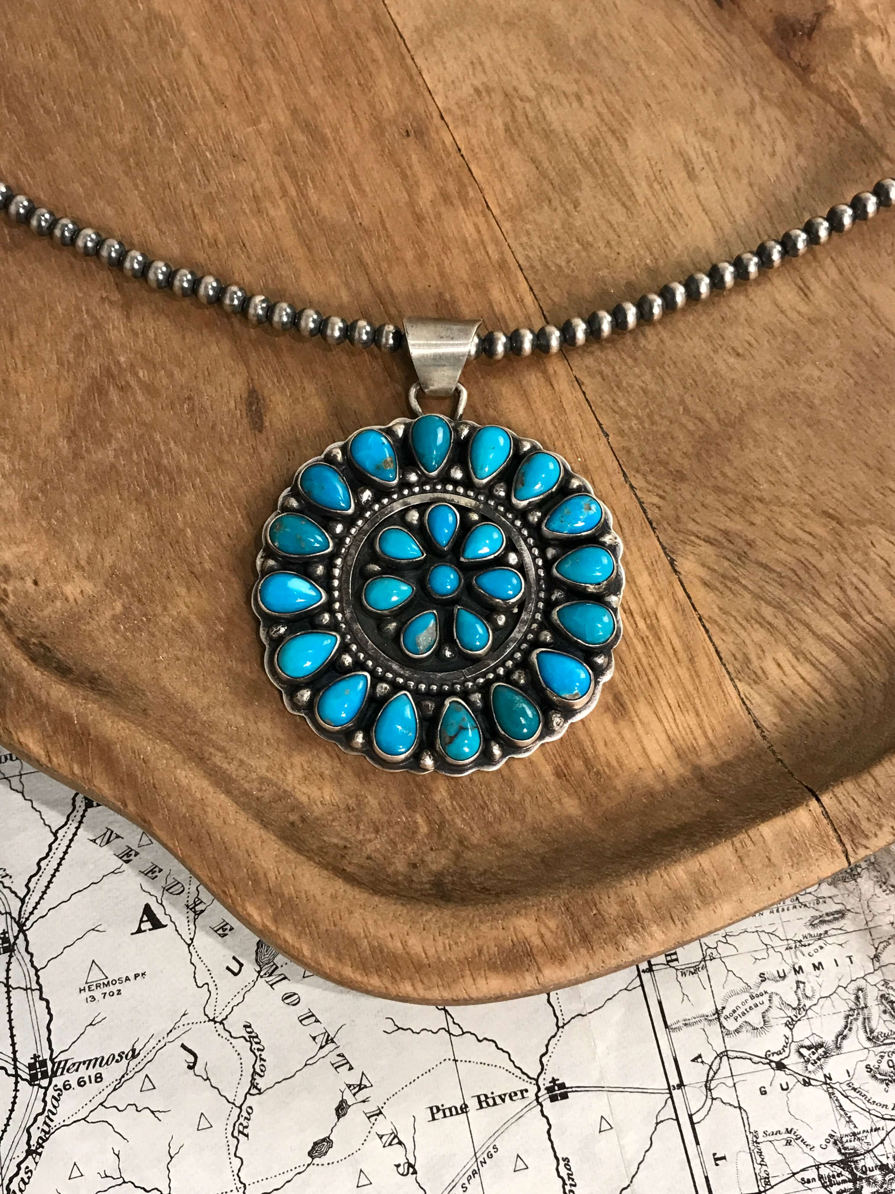 The Bowens Pendant-Pendants-Calli Co., Turquoise and Silver Jewelry, Native American Handmade, Zuni Tribe, Navajo Tribe, Brock Texas