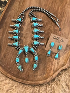 The Caledo Squash Blossom Necklace Set-Necklaces-Calli Co., Turquoise and Silver Jewelry, Native American Handmade, Zuni Tribe, Navajo Tribe, Brock Texas