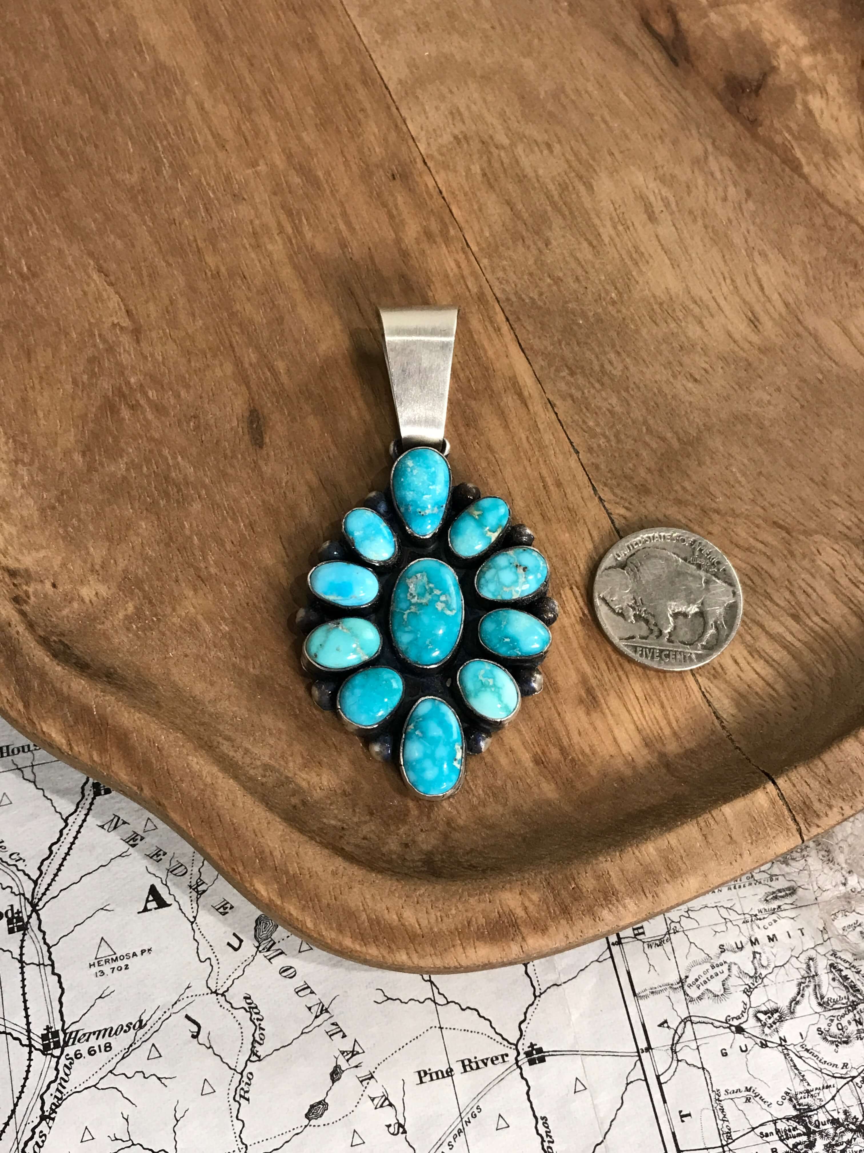 The Uma Pendant-Pendants-Calli Co., Turquoise and Silver Jewelry, Native American Handmade, Zuni Tribe, Navajo Tribe, Brock Texas