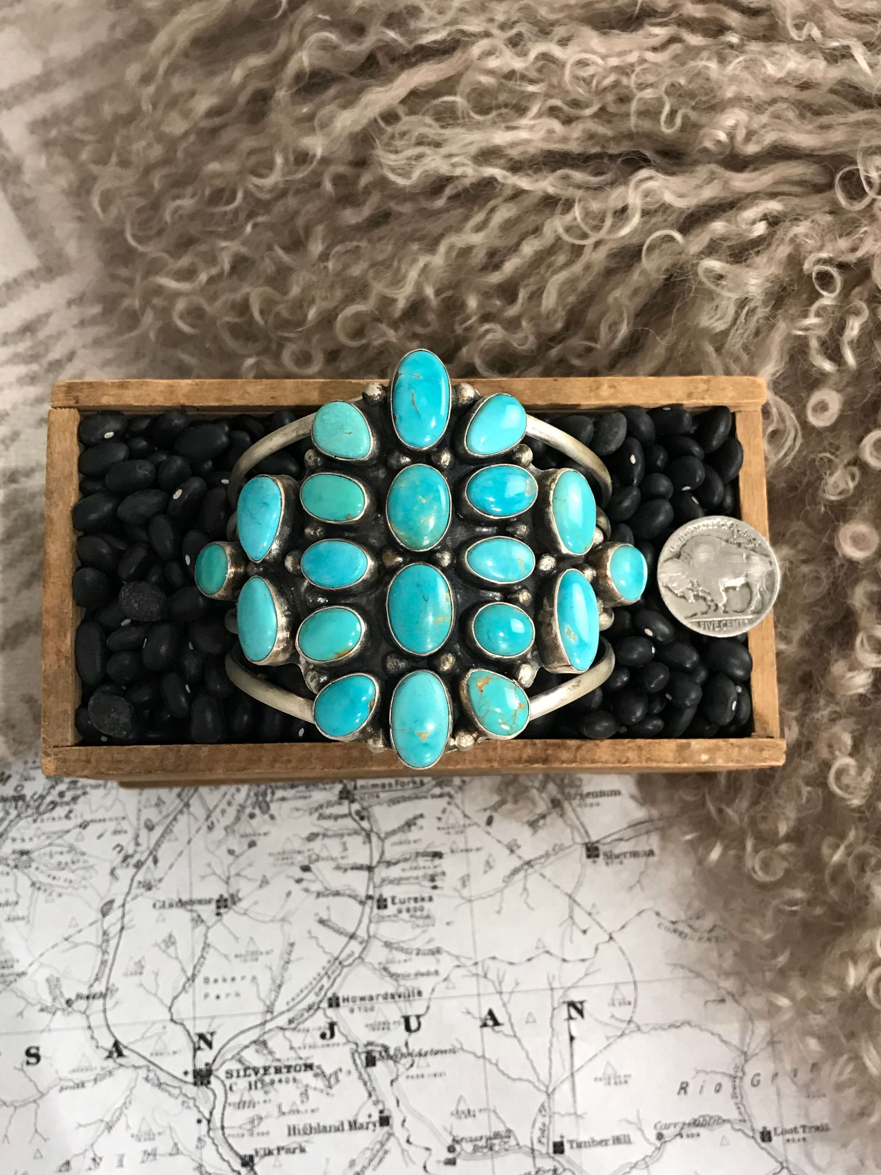 The Pierce Turquoise Cuff-Bracelets & Cuffs-Calli Co., Turquoise and Silver Jewelry, Native American Handmade, Zuni Tribe, Navajo Tribe, Brock Texas