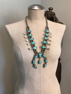 The Caledo Squash Blossom Necklace Set-Necklaces-Calli Co., Turquoise and Silver Jewelry, Native American Handmade, Zuni Tribe, Navajo Tribe, Brock Texas