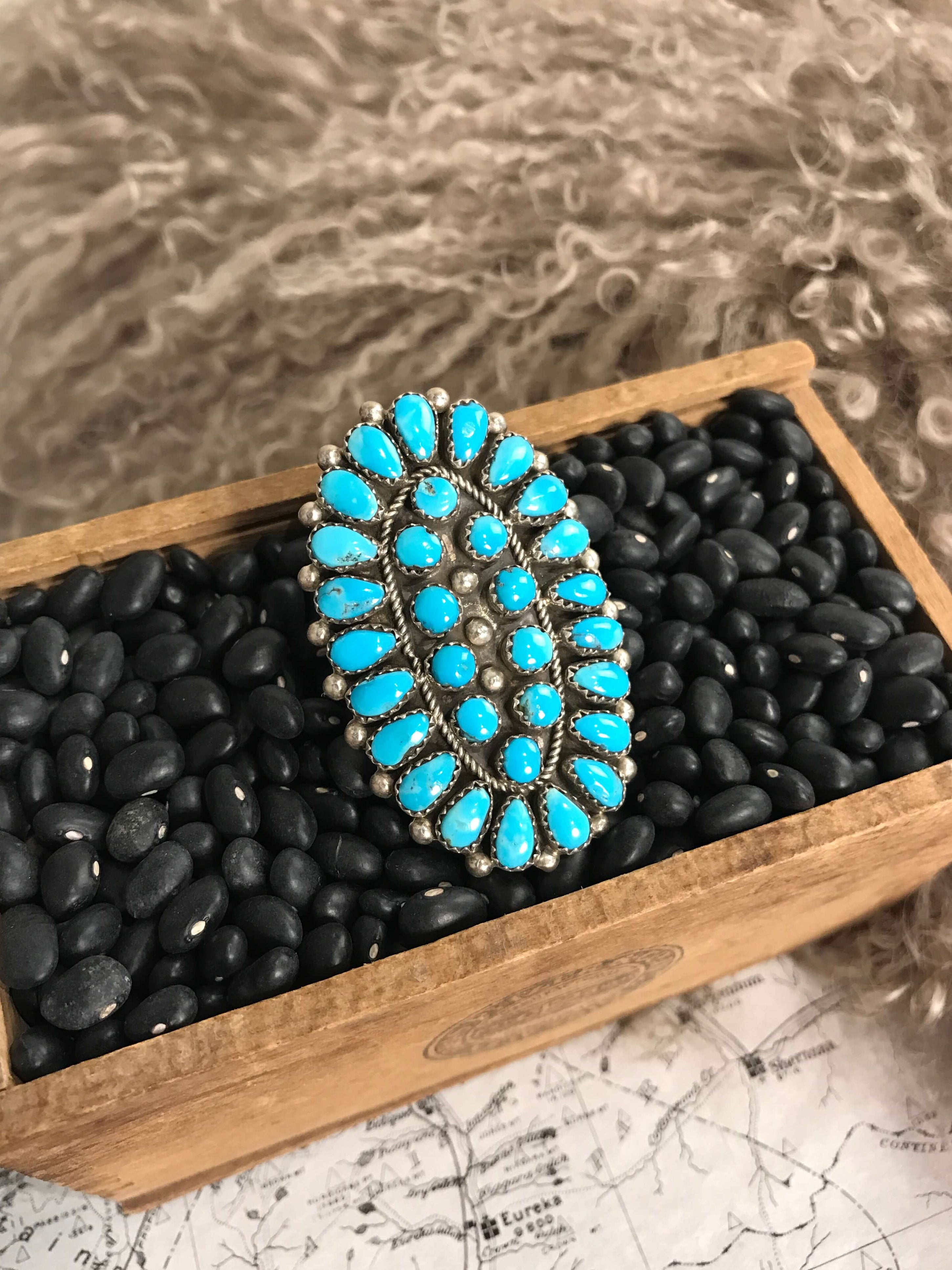 The Haverlys Ring, Sz. 9-Rings-Calli Co., Turquoise and Silver Jewelry, Native American Handmade, Zuni Tribe, Navajo Tribe, Brock Texas