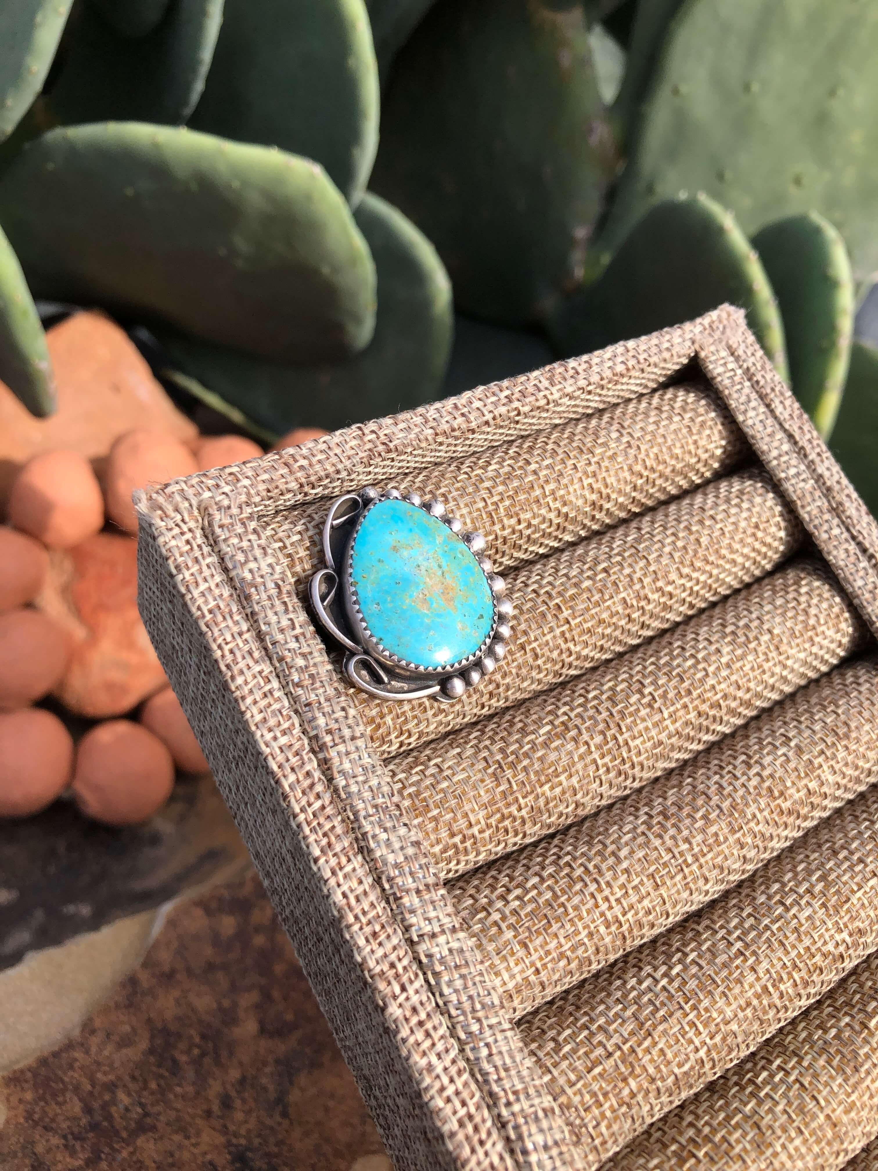 The Legend Ring, Sz 7.5-Rings-Calli Co., Turquoise and Silver Jewelry, Native American Handmade, Zuni Tribe, Navajo Tribe, Brock Texas