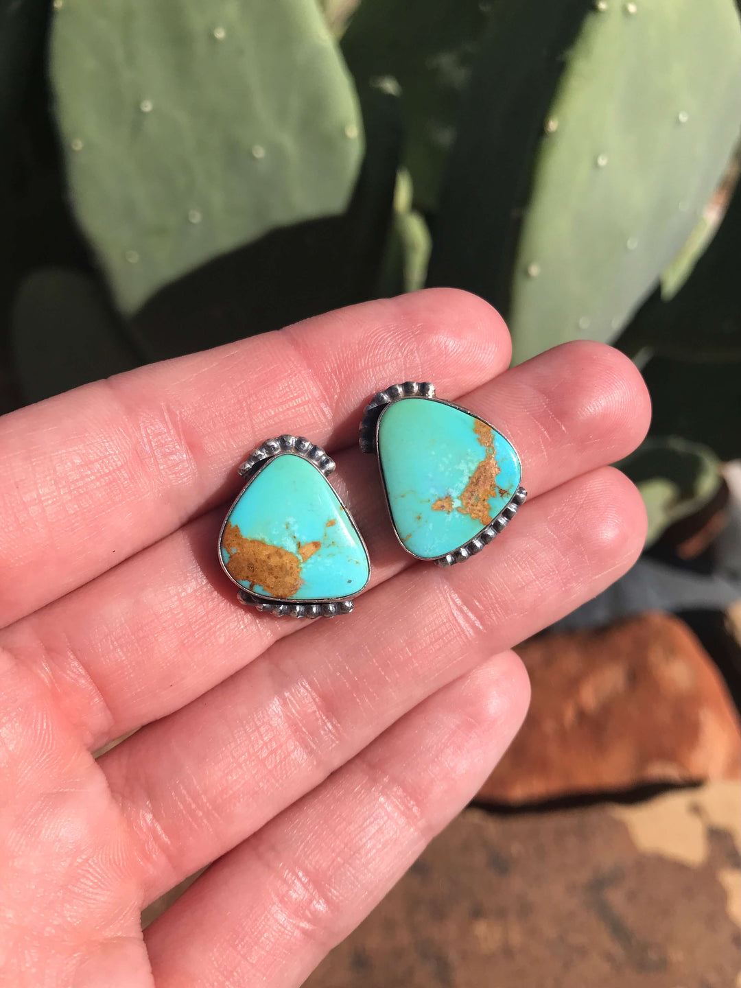 The Turquoise Studs, 89-Earrings-Calli Co., Turquoise and Silver Jewelry, Native American Handmade, Zuni Tribe, Navajo Tribe, Brock Texas