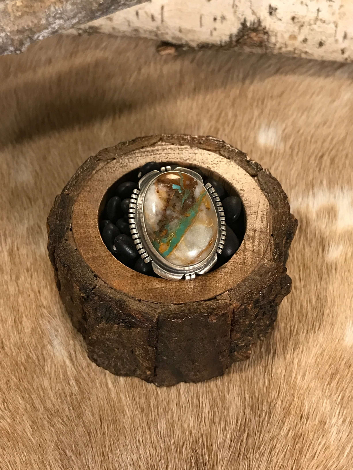 The Dromore Ring, 1-Rings-Calli Co., Turquoise and Silver Jewelry, Native American Handmade, Zuni Tribe, Navajo Tribe, Brock Texas