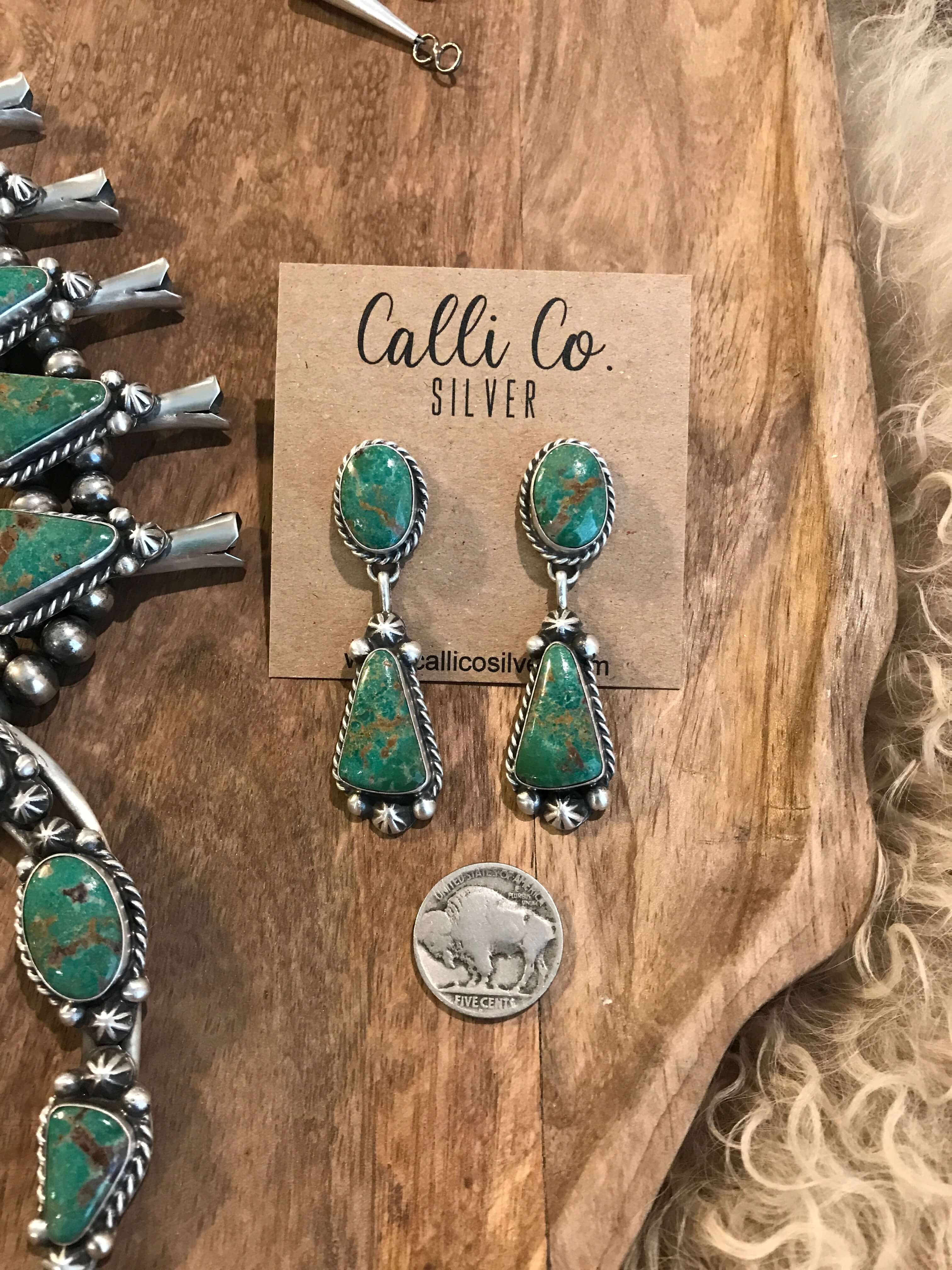 Turquoise Squash Blossom Necklace Set | Calli Co Silver Jewelry