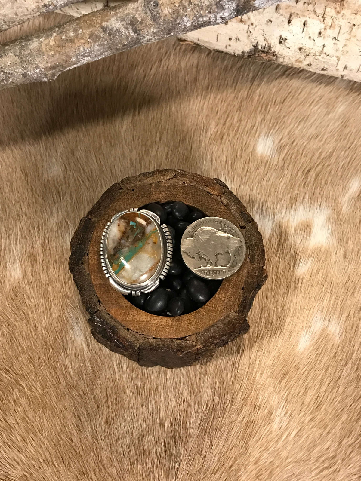 The Dromore Ring, 1-Rings-Calli Co., Turquoise and Silver Jewelry, Native American Handmade, Zuni Tribe, Navajo Tribe, Brock Texas