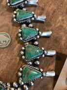 The Westward Squash Blossom Necklace Set-Necklaces-Calli Co., Turquoise and Silver Jewelry, Native American Handmade, Zuni Tribe, Navajo Tribe, Brock Texas