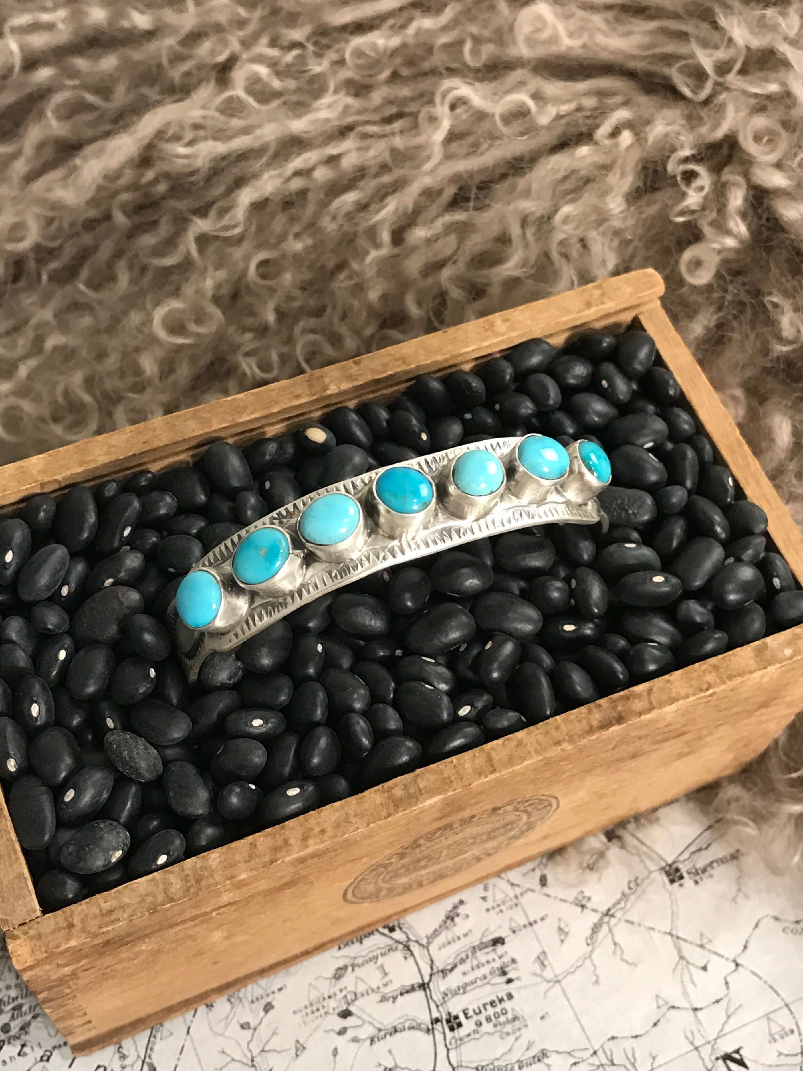 The Ignacio Row Cuff-Bracelets & Cuffs-Calli Co., Turquoise and Silver Jewelry, Native American Handmade, Zuni Tribe, Navajo Tribe, Brock Texas