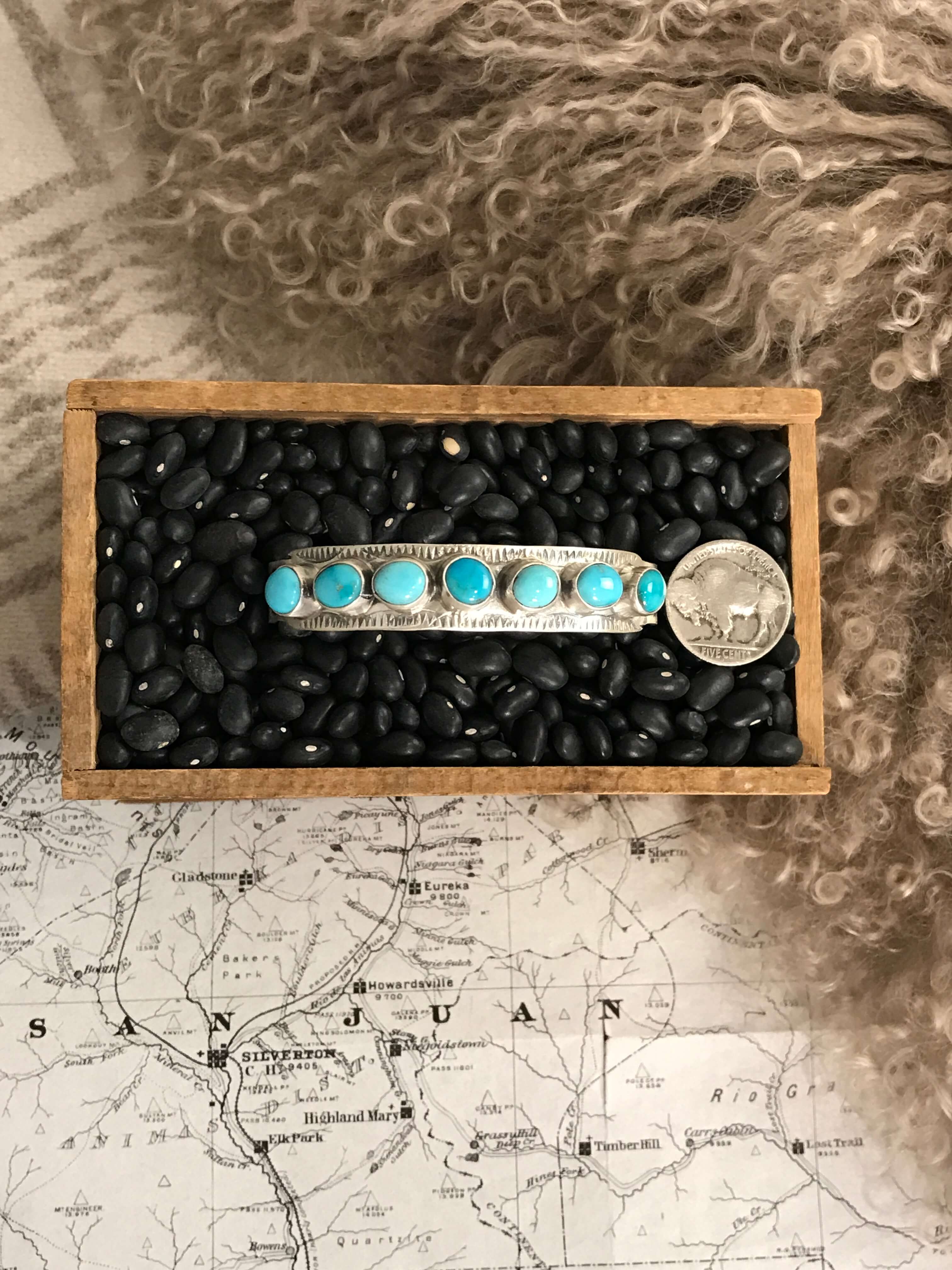 The Ignacio Row Cuff-Bracelets & Cuffs-Calli Co., Turquoise and Silver Jewelry, Native American Handmade, Zuni Tribe, Navajo Tribe, Brock Texas