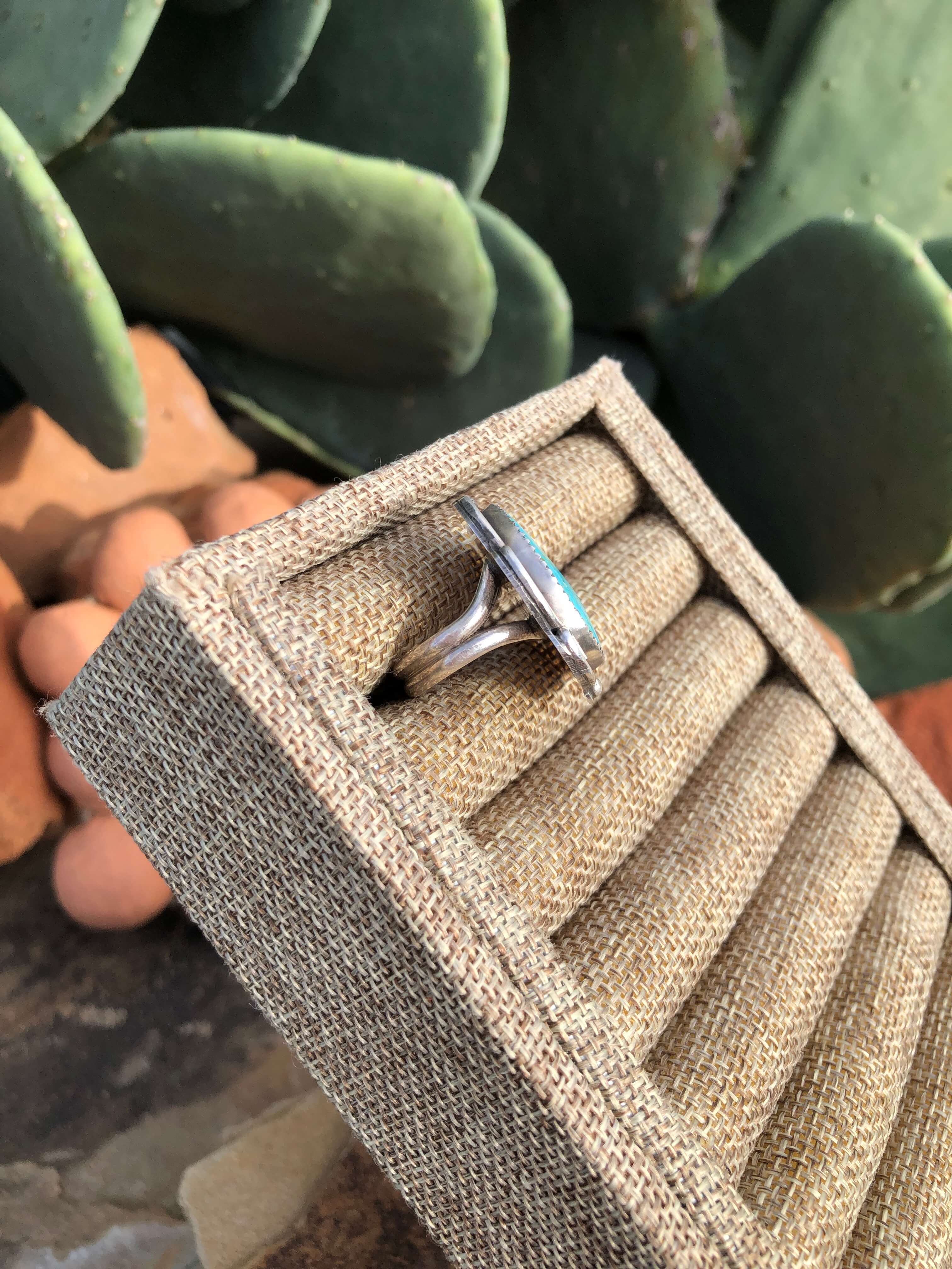 The Legend Ring, Sz 7.5-Rings-Calli Co., Turquoise and Silver Jewelry, Native American Handmade, Zuni Tribe, Navajo Tribe, Brock Texas