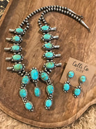 The Captain Squash Blossom Necklace Set-Necklaces-Calli Co., Turquoise and Silver Jewelry, Native American Handmade, Zuni Tribe, Navajo Tribe, Brock Texas