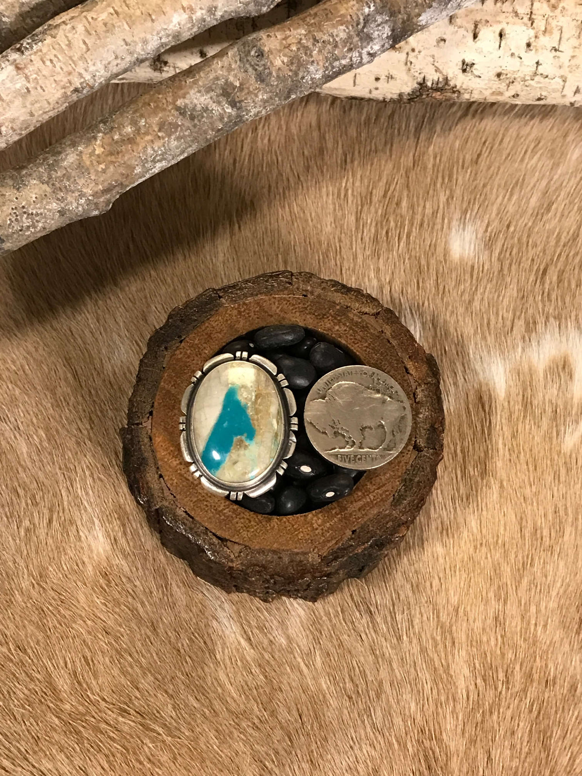 The Dromore Ring, 5-Rings-Calli Co., Turquoise and Silver Jewelry, Native American Handmade, Zuni Tribe, Navajo Tribe, Brock Texas