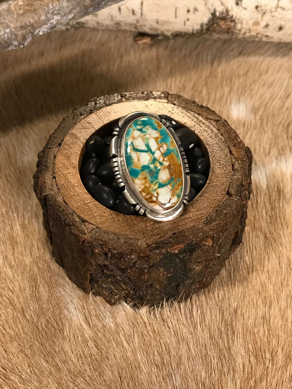 The Dromore Ring, 6-Rings-Calli Co., Turquoise and Silver Jewelry, Native American Handmade, Zuni Tribe, Navajo Tribe, Brock Texas