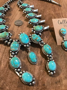 The Captain Squash Blossom Necklace Set-Necklaces-Calli Co., Turquoise and Silver Jewelry, Native American Handmade, Zuni Tribe, Navajo Tribe, Brock Texas