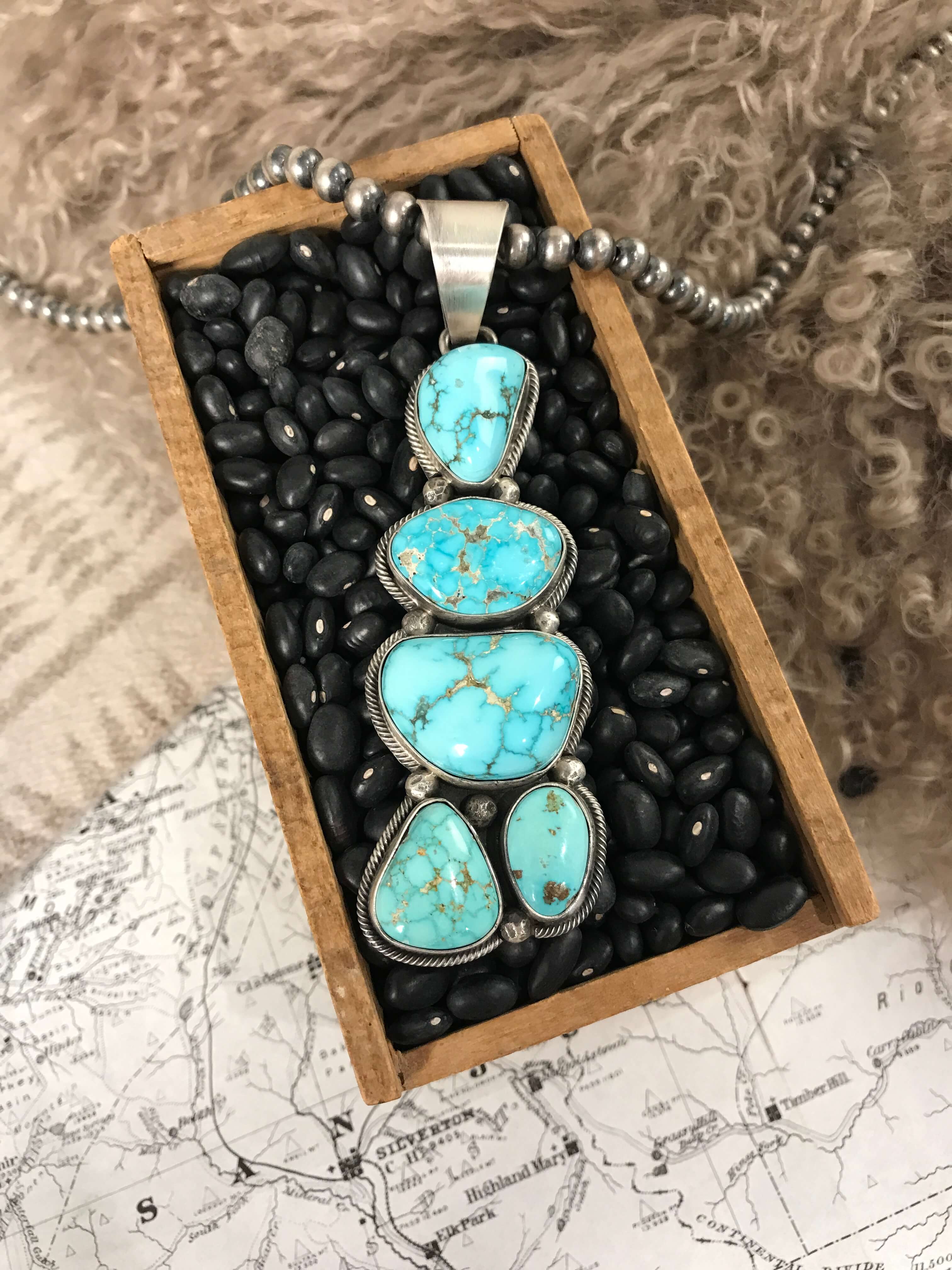 The Wells Nugget Pendant-Pendants-Calli Co., Turquoise and Silver Jewelry, Native American Handmade, Zuni Tribe, Navajo Tribe, Brock Texas