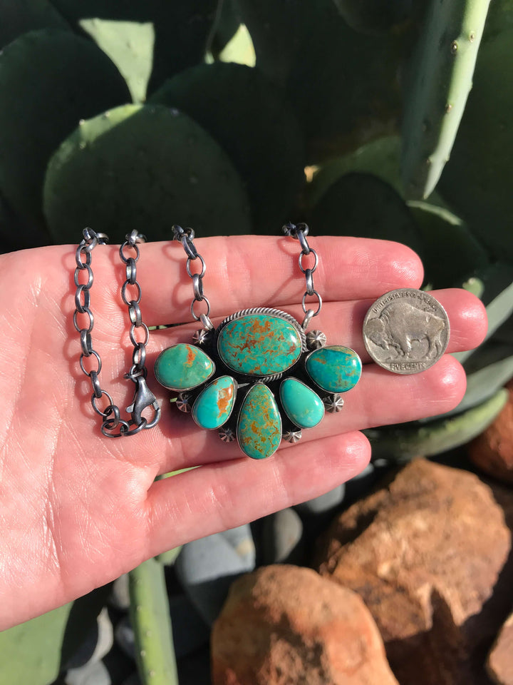 The Eastland Necklace, 1-Necklaces-Calli Co., Turquoise and Silver Jewelry, Native American Handmade, Zuni Tribe, Navajo Tribe, Brock Texas