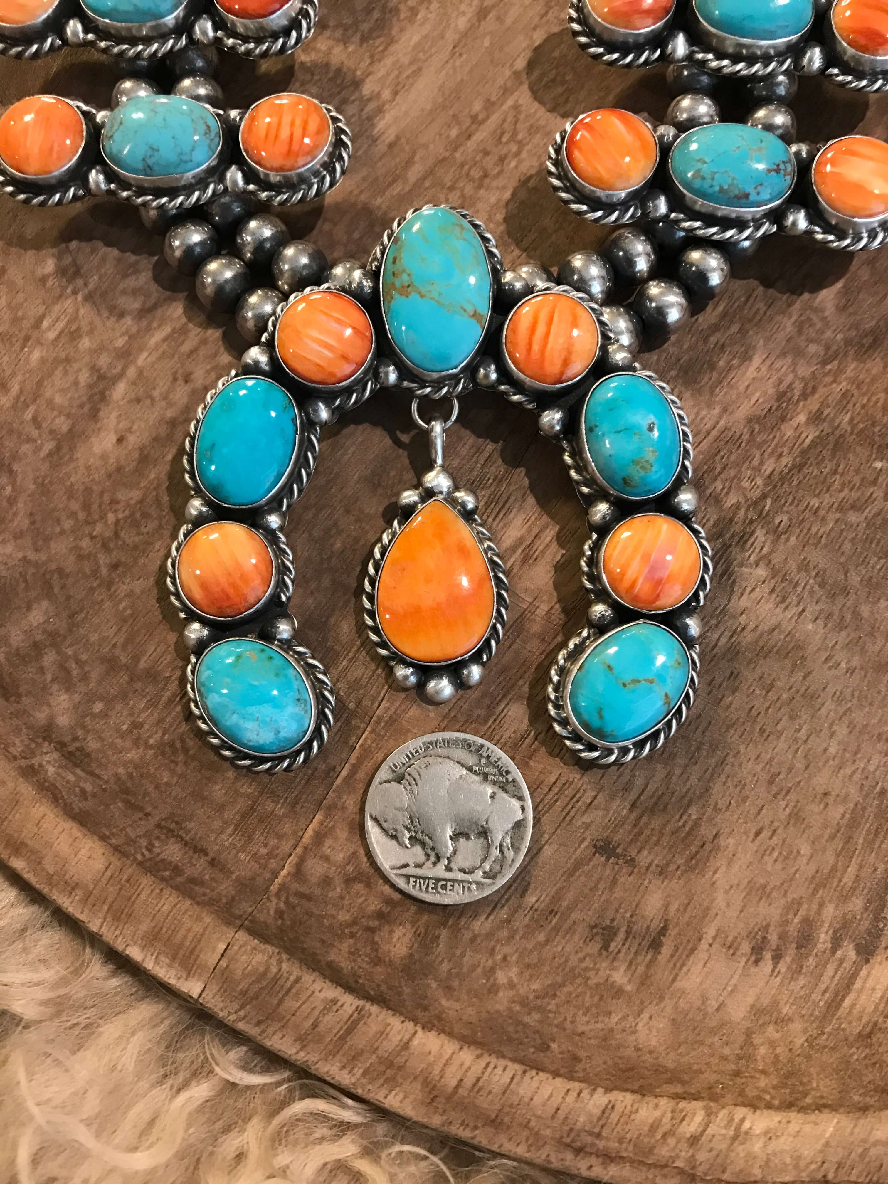 The Wynn Royston and Spiny Squash Blossom Set-Necklaces-Calli Co., Turquoise and Silver Jewelry, Native American Handmade, Zuni Tribe, Navajo Tribe, Brock Texas