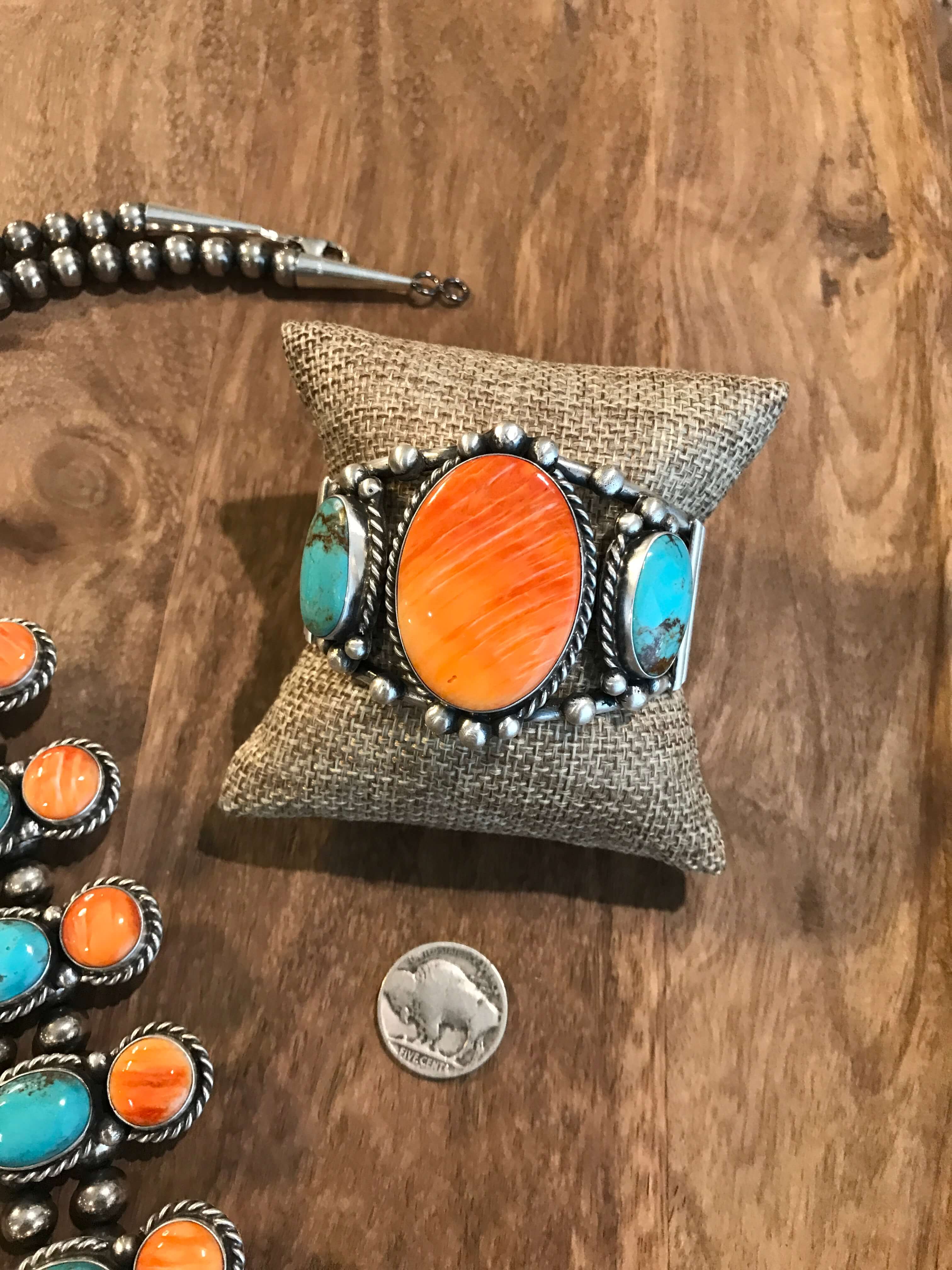 The Wynn Royston and Spiny Squash Blossom Set-Necklaces-Calli Co., Turquoise and Silver Jewelry, Native American Handmade, Zuni Tribe, Navajo Tribe, Brock Texas