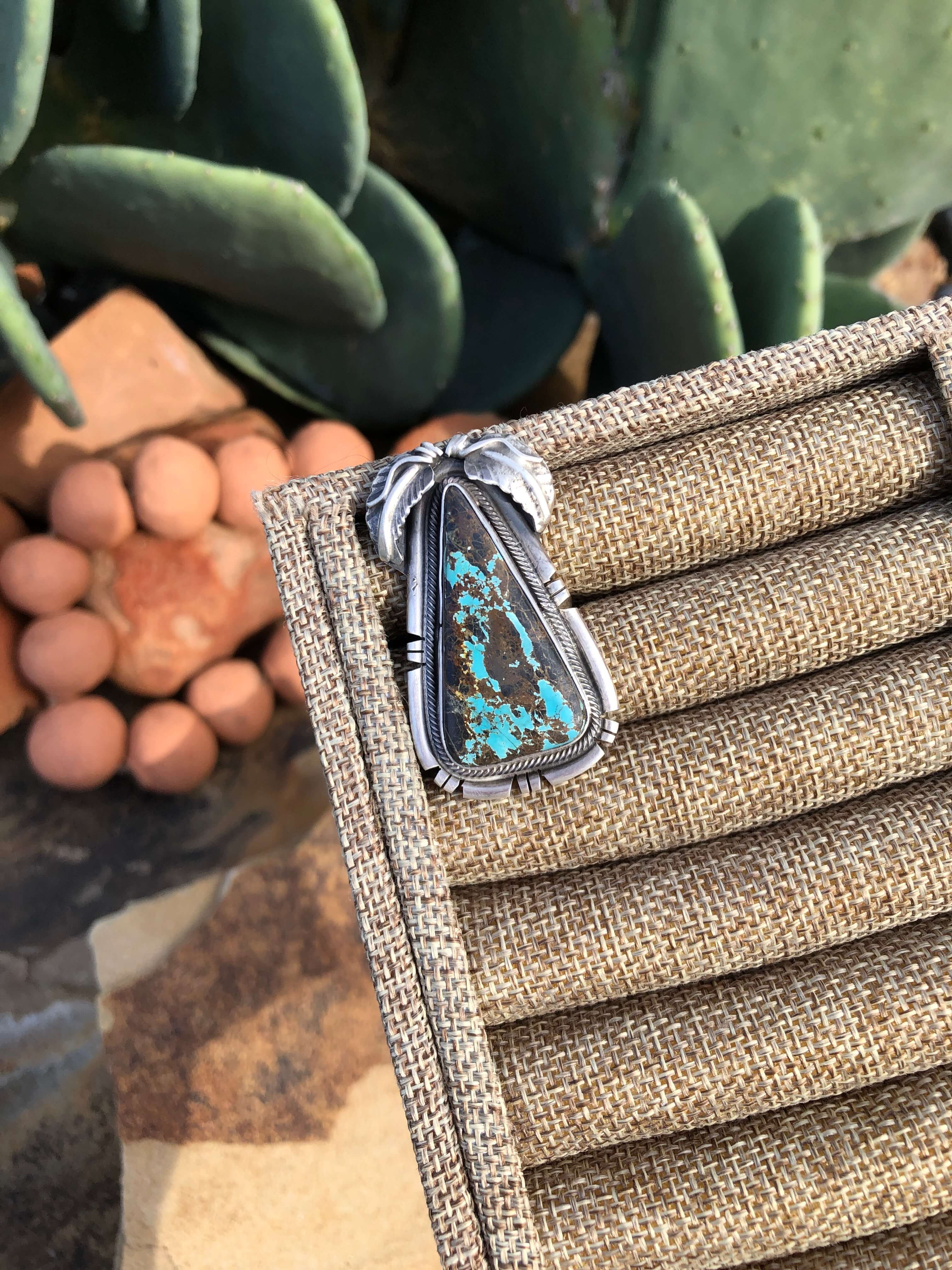 The Snake River Ring, Sz 9-Rings-Calli Co., Turquoise and Silver Jewelry, Native American Handmade, Zuni Tribe, Navajo Tribe, Brock Texas