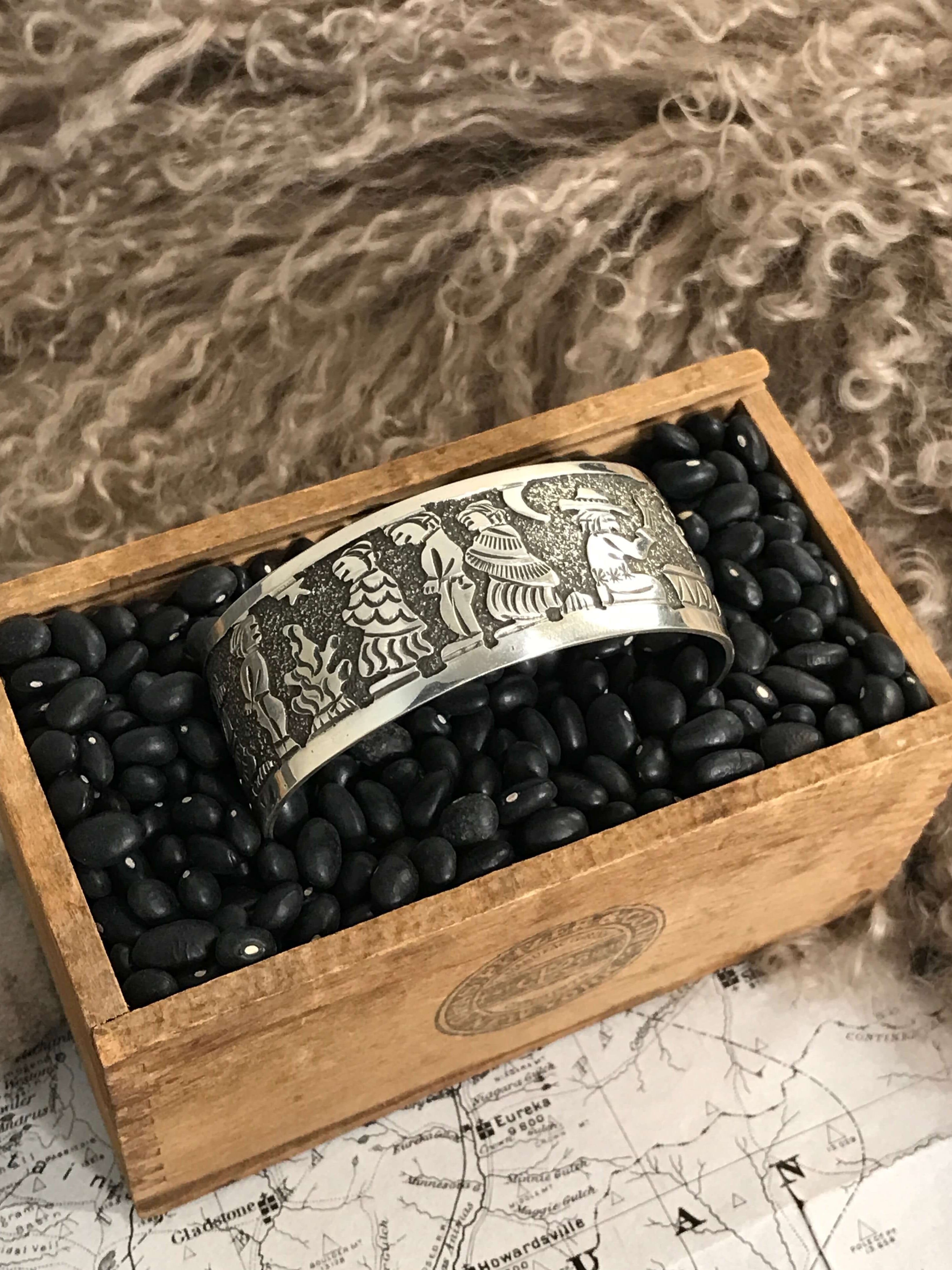 The Timberhill Storyteller Cuffs, 1-Bracelets & Cuffs-Calli Co., Turquoise and Silver Jewelry, Native American Handmade, Zuni Tribe, Navajo Tribe, Brock Texas