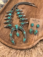 The Luck Squash Blossom Necklace Set-Necklaces-Calli Co., Turquoise and Silver Jewelry, Native American Handmade, Zuni Tribe, Navajo Tribe, Brock Texas