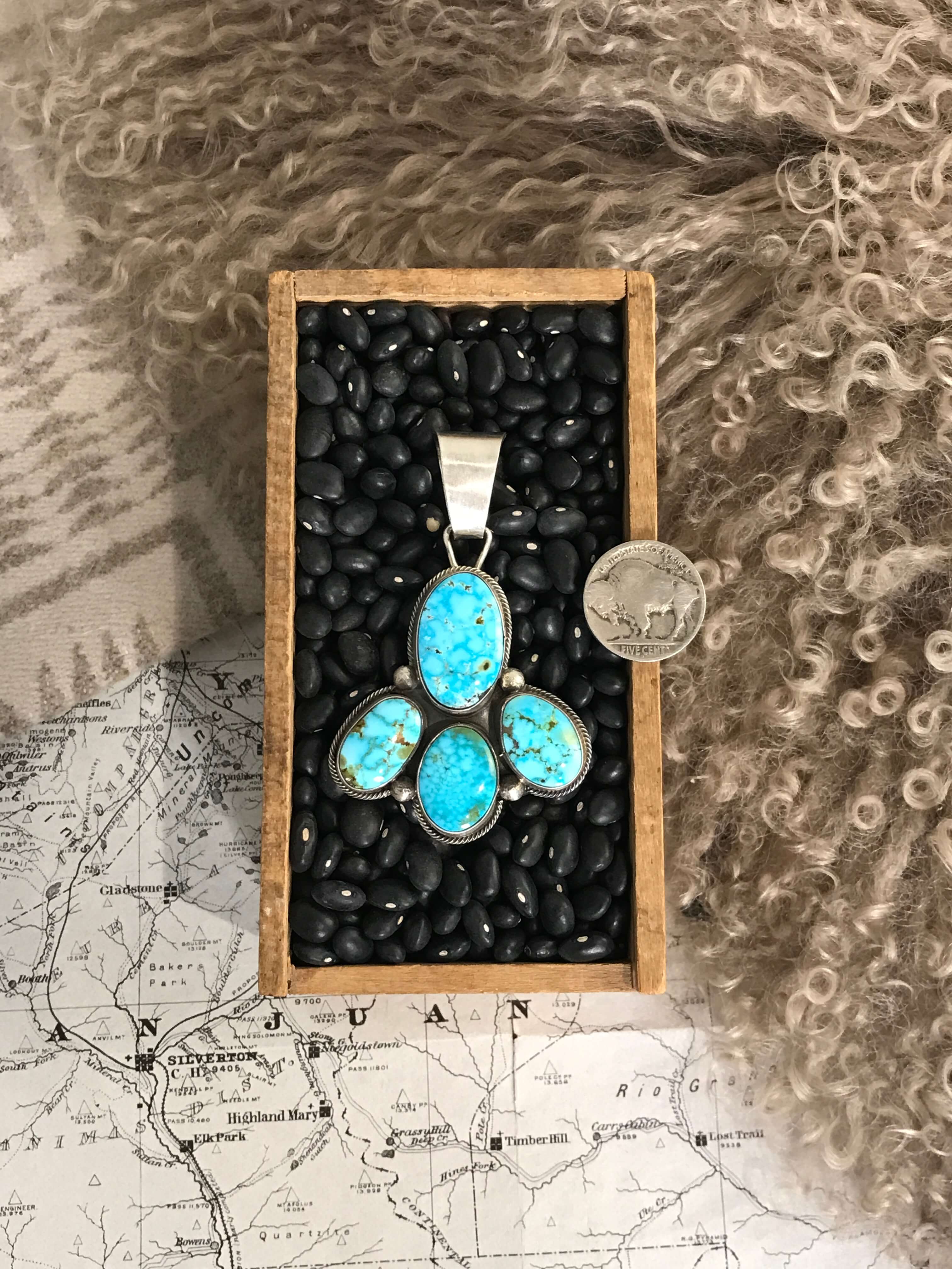 The Basin Pendant-Pendants-Calli Co., Turquoise and Silver Jewelry, Native American Handmade, Zuni Tribe, Navajo Tribe, Brock Texas