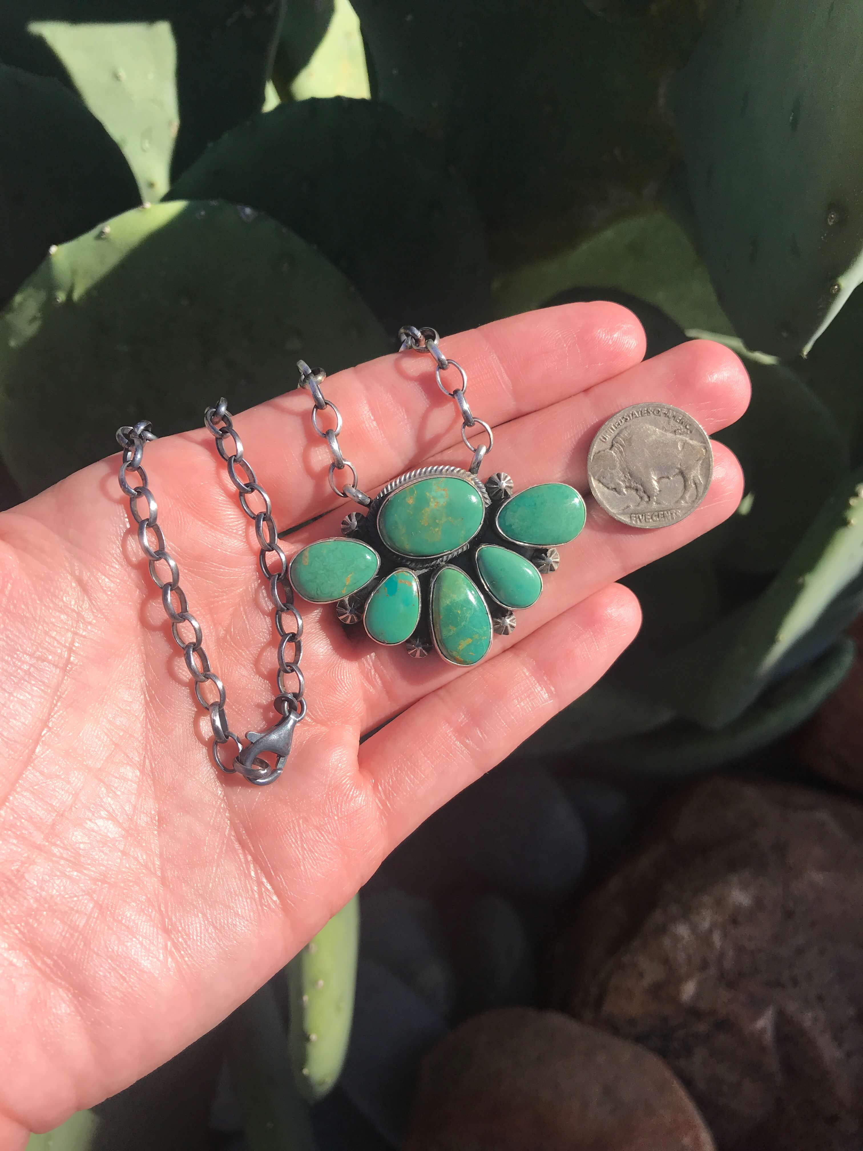 The Eastland Necklace, 8-Necklaces-Calli Co., Turquoise and Silver Jewelry, Native American Handmade, Zuni Tribe, Navajo Tribe, Brock Texas