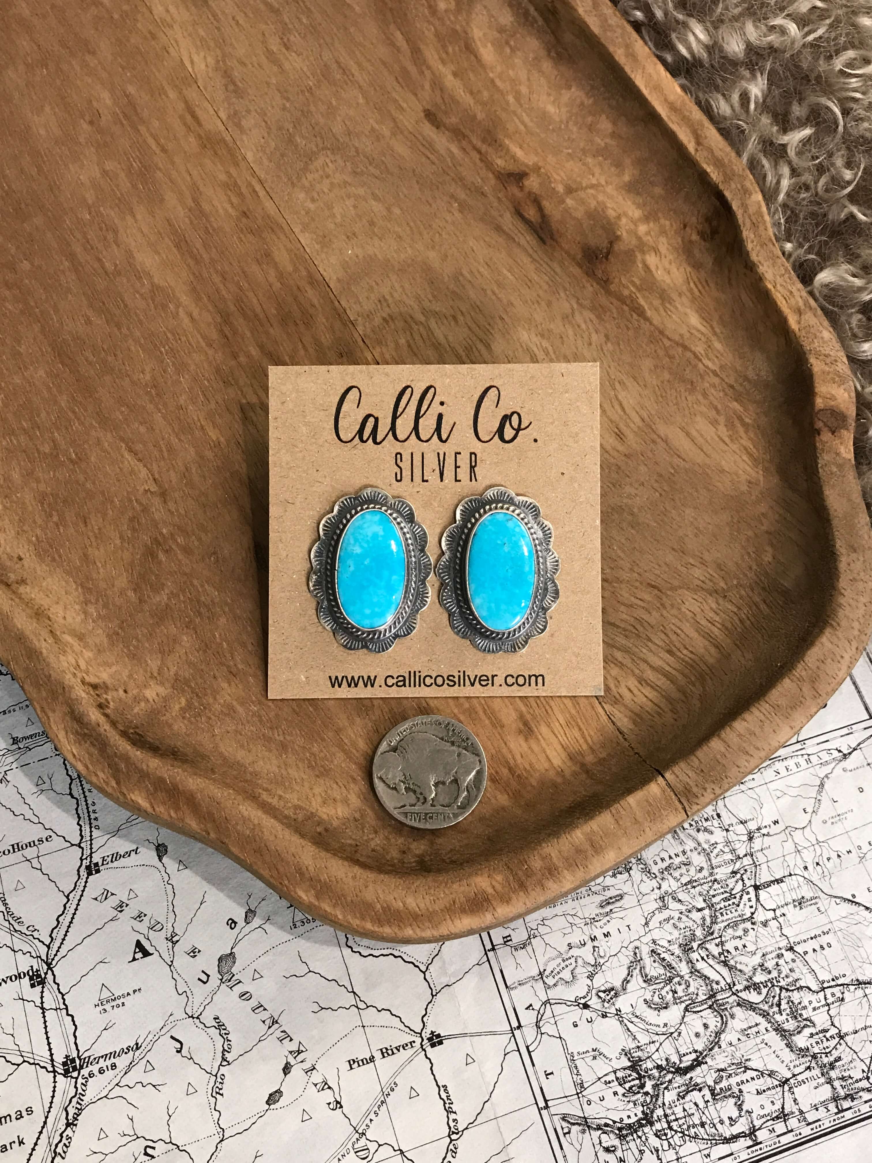 The Turquoise Studs, 76-Earrings-Calli Co., Turquoise and Silver Jewelry, Native American Handmade, Zuni Tribe, Navajo Tribe, Brock Texas