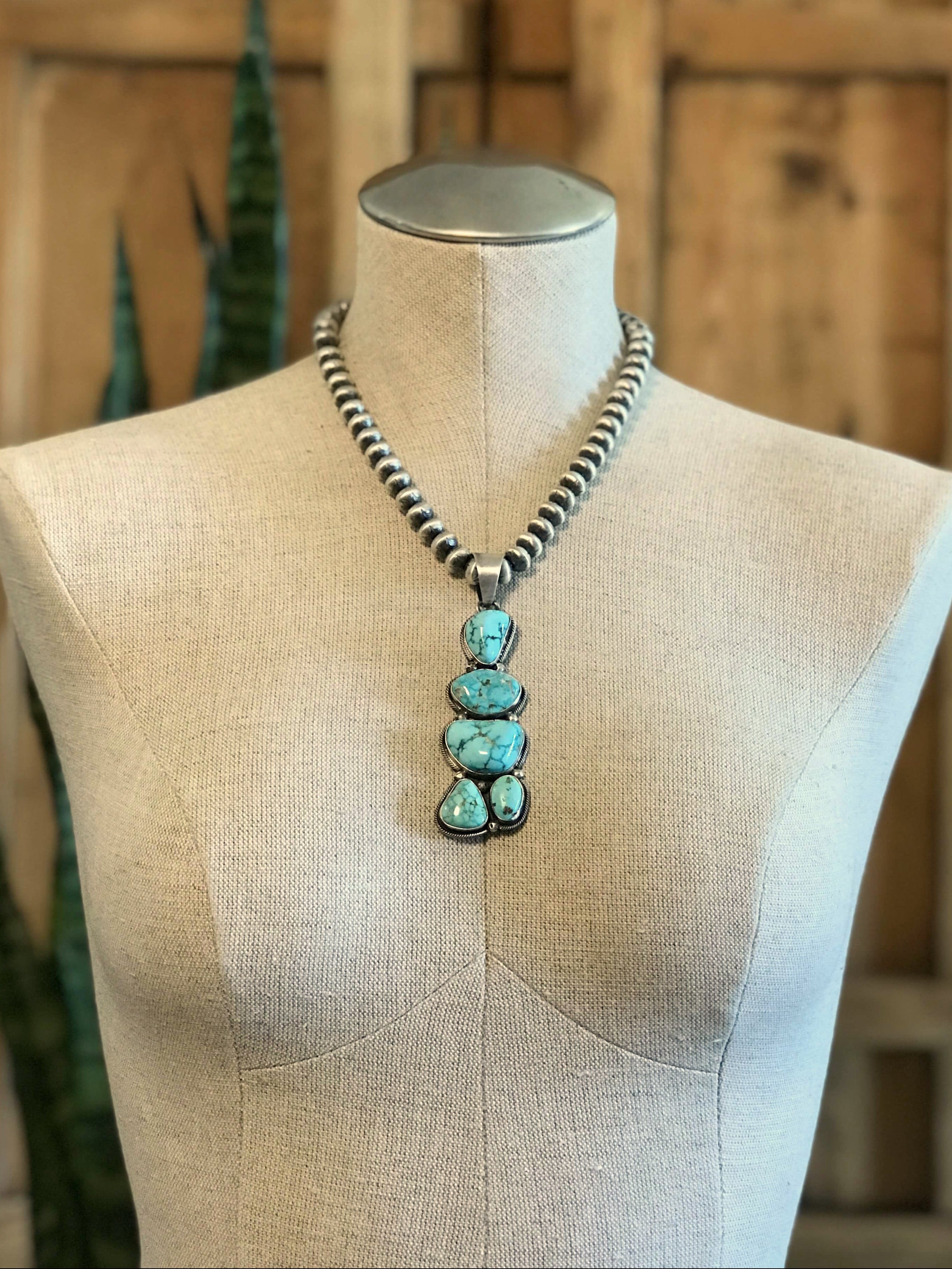 The Wells Nugget Pendant-Pendants-Calli Co., Turquoise and Silver Jewelry, Native American Handmade, Zuni Tribe, Navajo Tribe, Brock Texas