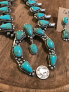 The Cotulla Squash Blossom Necklace Set-Necklaces-Calli Co., Turquoise and Silver Jewelry, Native American Handmade, Zuni Tribe, Navajo Tribe, Brock Texas