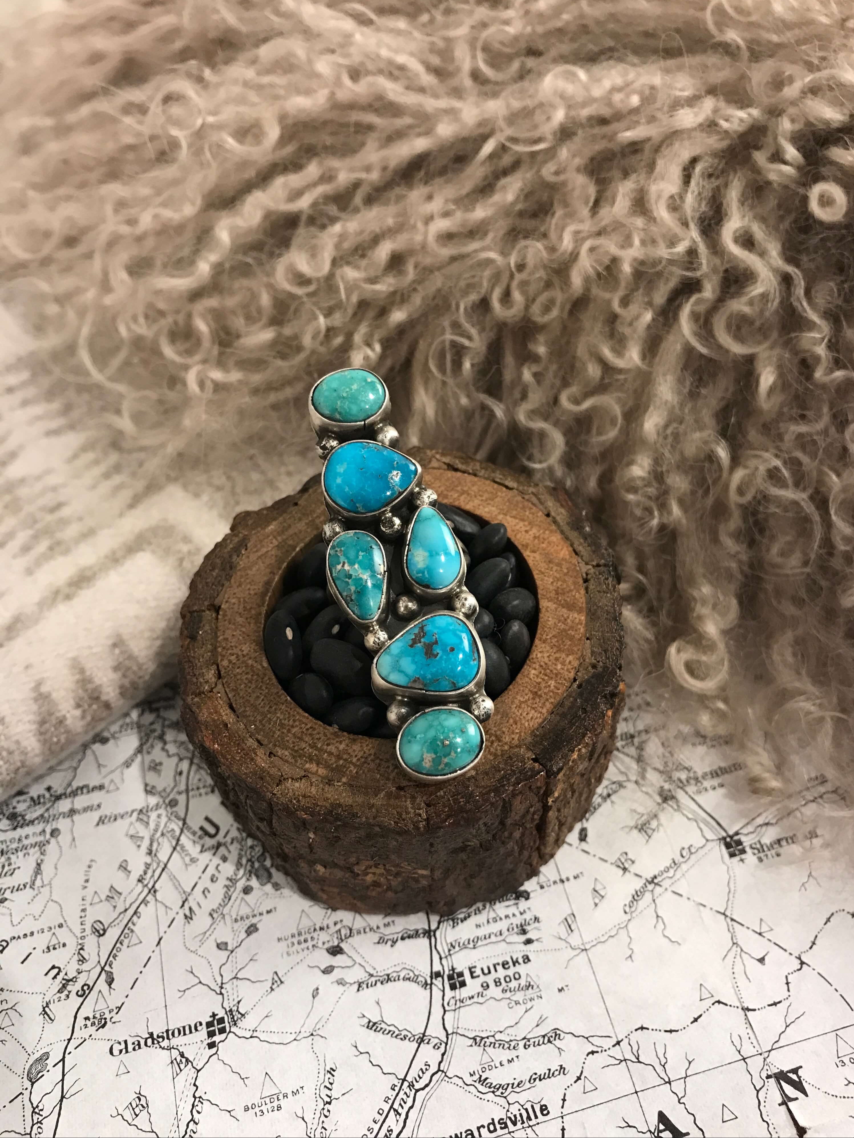 The Milpitas Adjustable Turquoise Ring-Rings-Calli Co., Turquoise and Silver Jewelry, Native American Handmade, Zuni Tribe, Navajo Tribe, Brock Texas