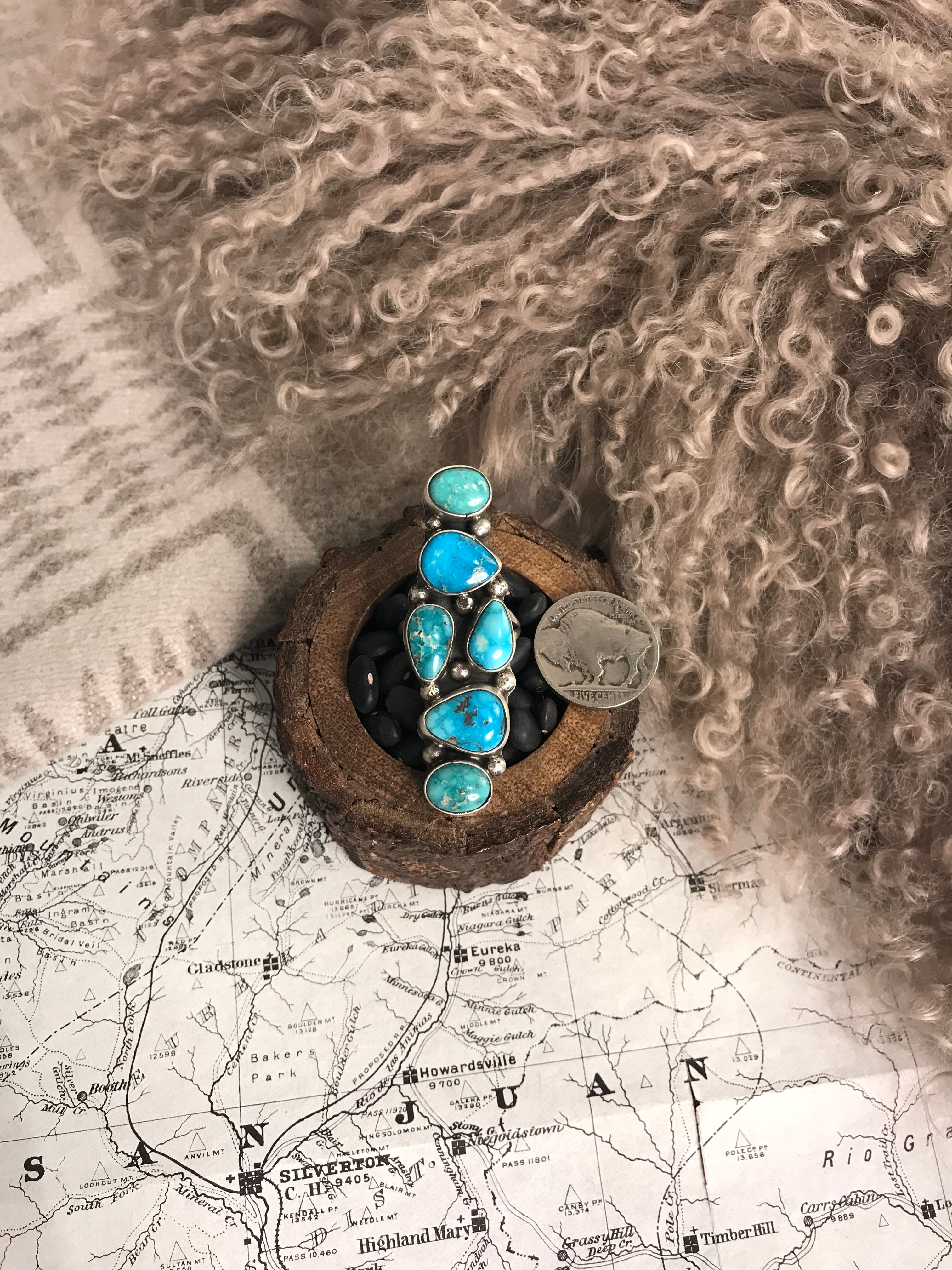 The Milpitas Adjustable Turquoise Ring-Rings-Calli Co., Turquoise and Silver Jewelry, Native American Handmade, Zuni Tribe, Navajo Tribe, Brock Texas