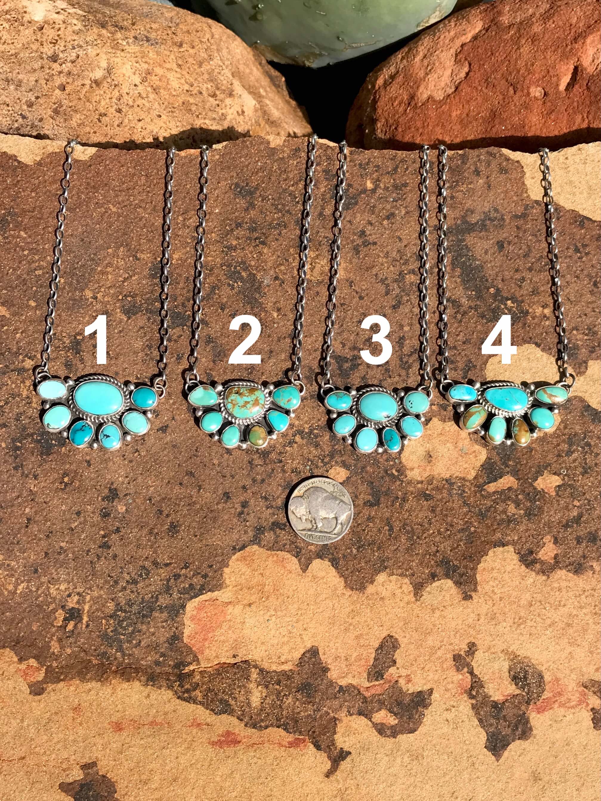 The Crowpoint Turquoise Cluster Necklaces-Necklaces-Calli Co., Turquoise and Silver Jewelry, Native American Handmade, Zuni Tribe, Navajo Tribe, Brock Texas