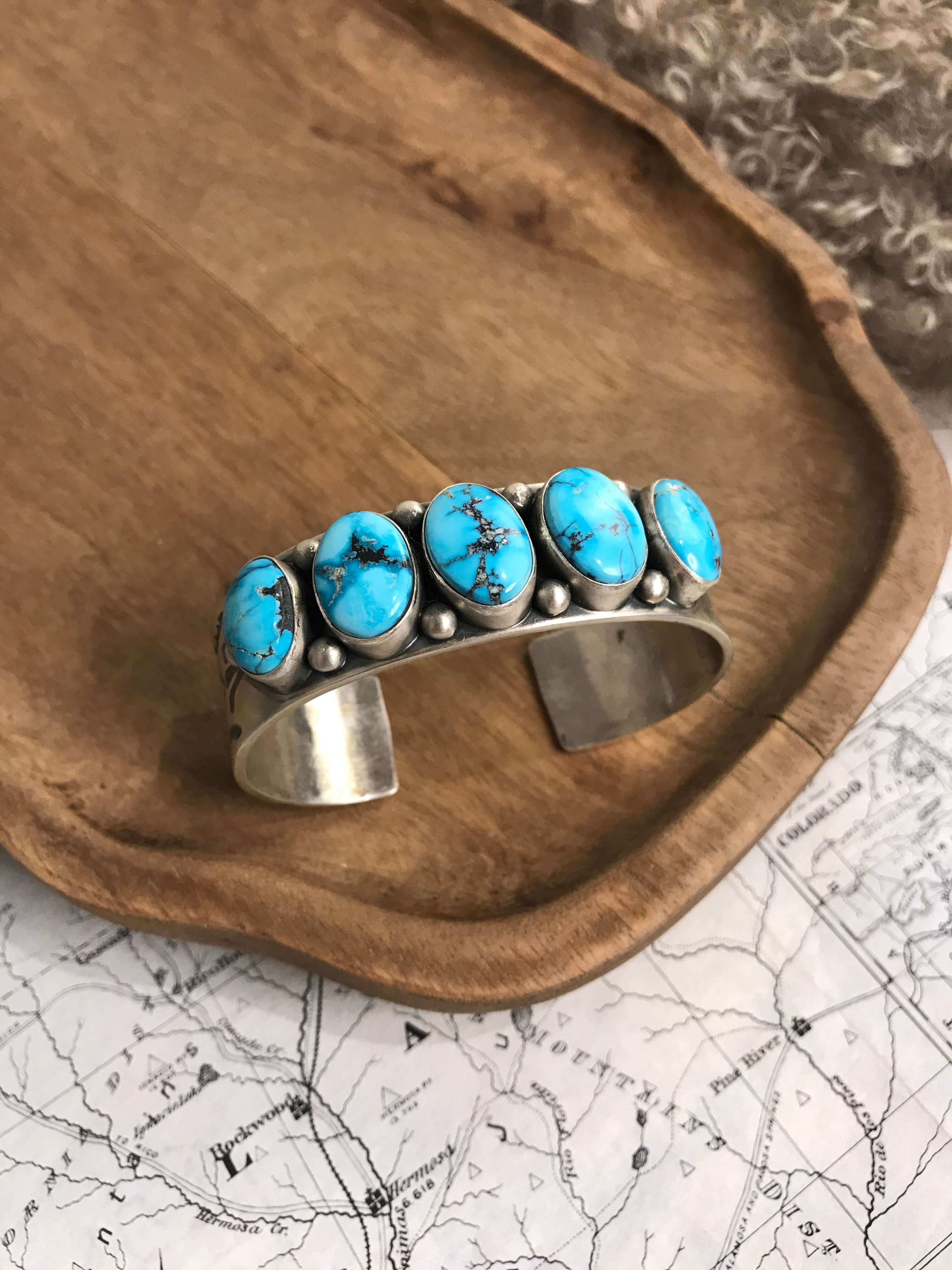 The Lucille Cuff-Bracelets & Cuffs-Calli Co., Turquoise and Silver Jewelry, Native American Handmade, Zuni Tribe, Navajo Tribe, Brock Texas
