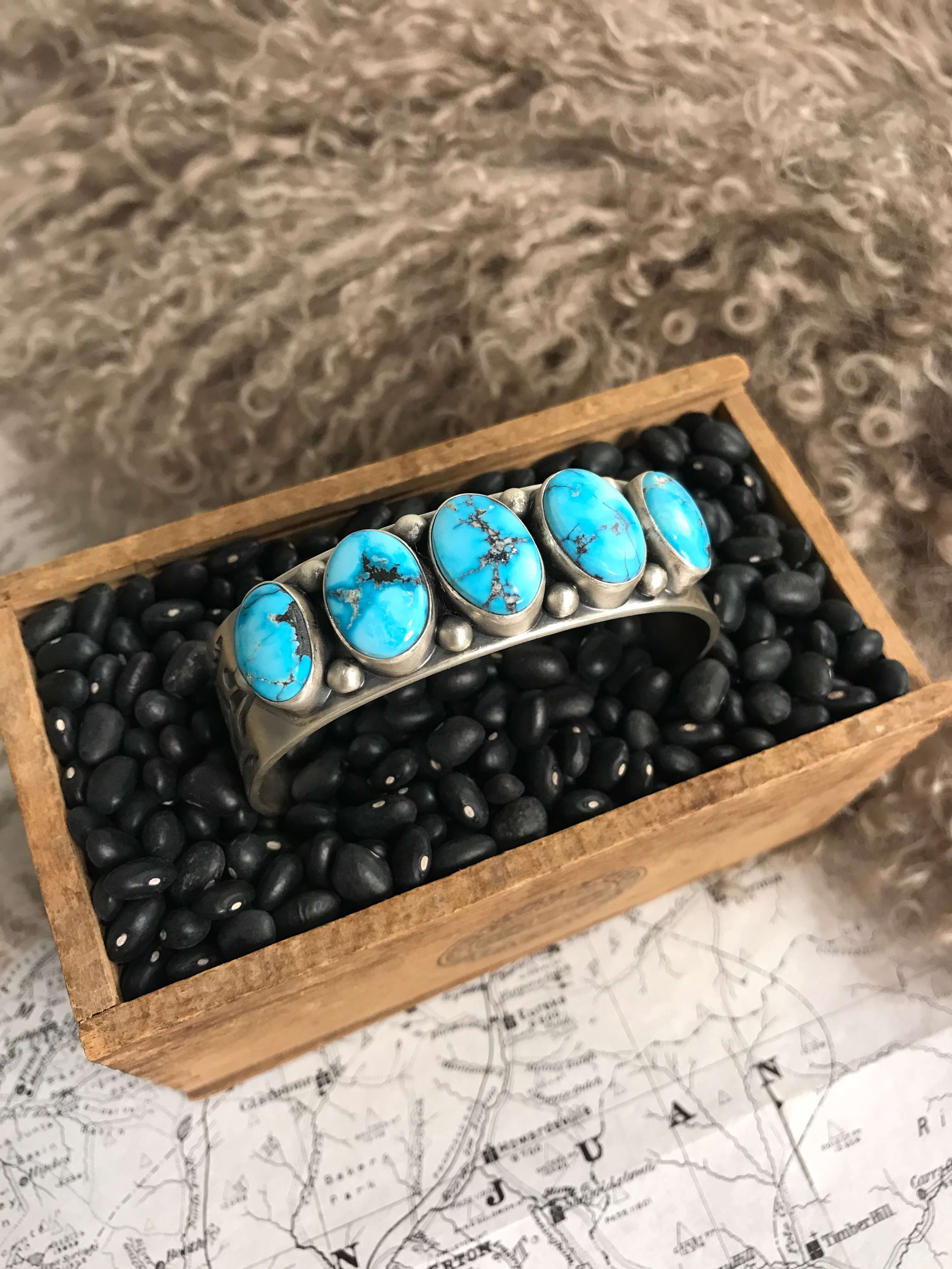 The Lucille Cuff-Bracelets & Cuffs-Calli Co., Turquoise and Silver Jewelry, Native American Handmade, Zuni Tribe, Navajo Tribe, Brock Texas