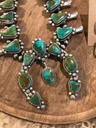 The Western Slope Squash Blossom Necklace Set-Necklaces-Calli Co., Turquoise and Silver Jewelry, Native American Handmade, Zuni Tribe, Navajo Tribe, Brock Texas