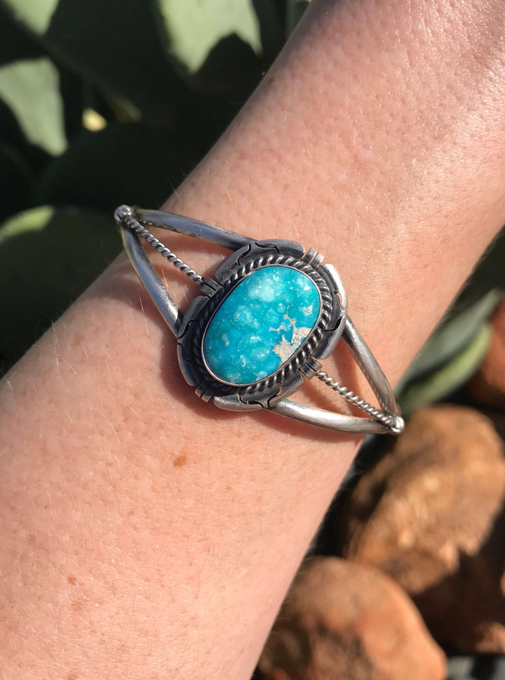 The Ladow Turquoise Cuff, 3-Bracelets & Cuffs-Calli Co., Turquoise and Silver Jewelry, Native American Handmade, Zuni Tribe, Navajo Tribe, Brock Texas