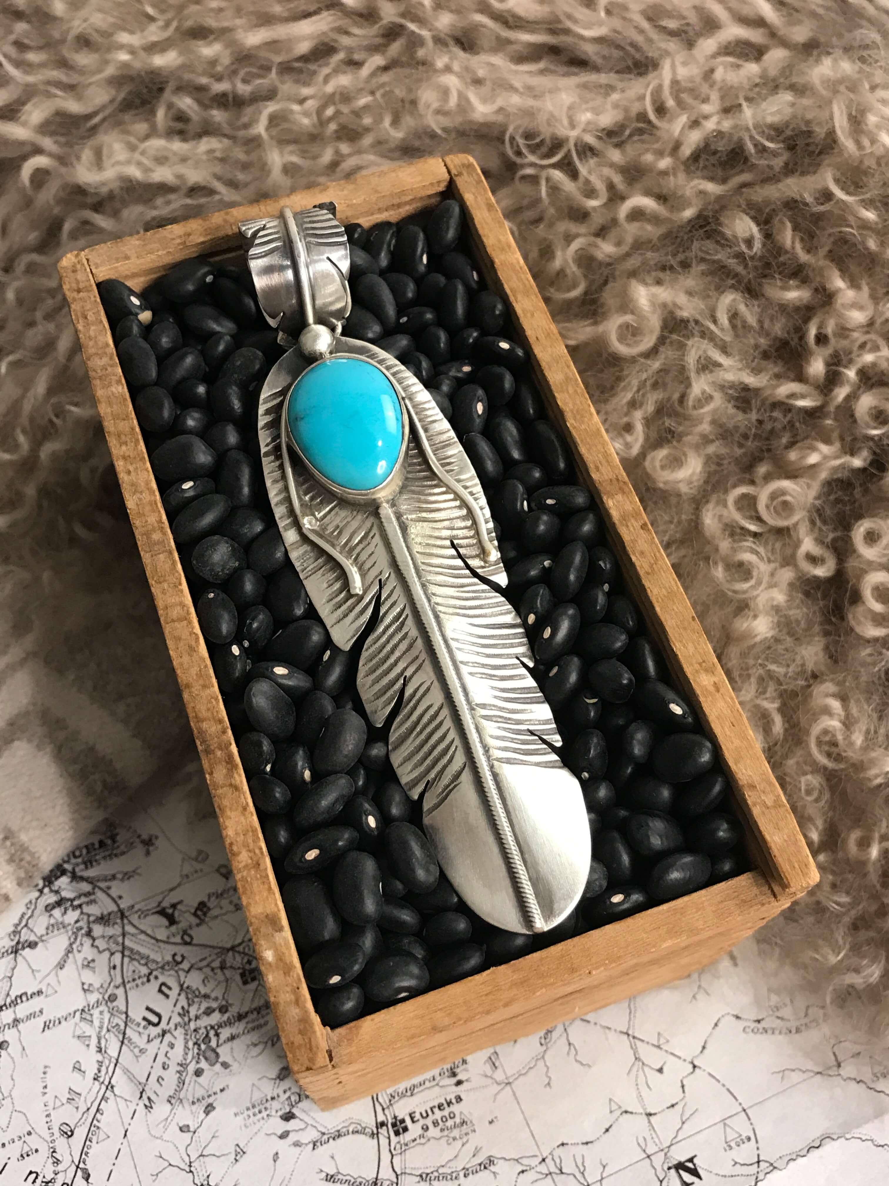 The Choctaw Feather Pendant, 6-Pendants-Calli Co., Turquoise and Silver Jewelry, Native American Handmade, Zuni Tribe, Navajo Tribe, Brock Texas