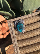 The Ridge Wood Ring, Sz 8.5-Rings-Calli Co., Turquoise and Silver Jewelry, Native American Handmade, Zuni Tribe, Navajo Tribe, Brock Texas