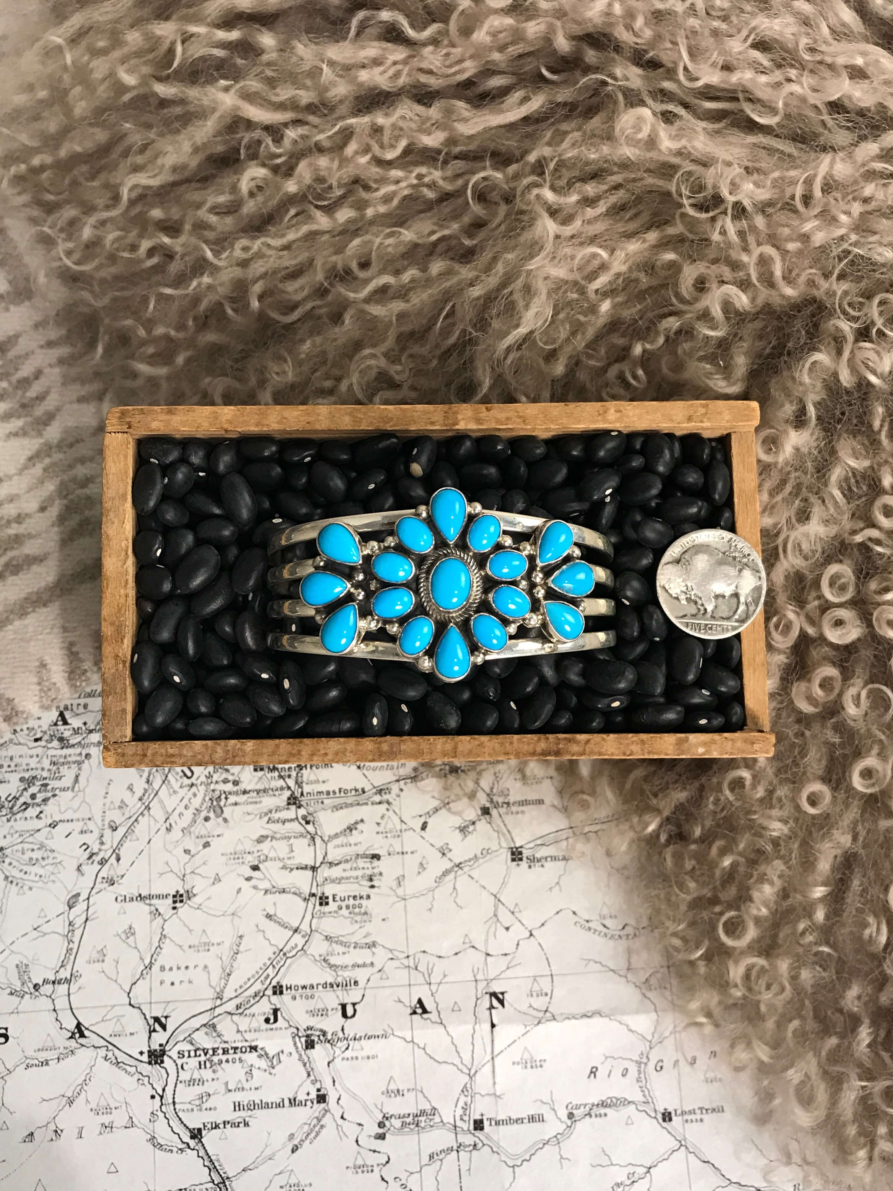 The Hesperus Turquoise Cuff-Bracelets & Cuffs-Calli Co., Turquoise and Silver Jewelry, Native American Handmade, Zuni Tribe, Navajo Tribe, Brock Texas