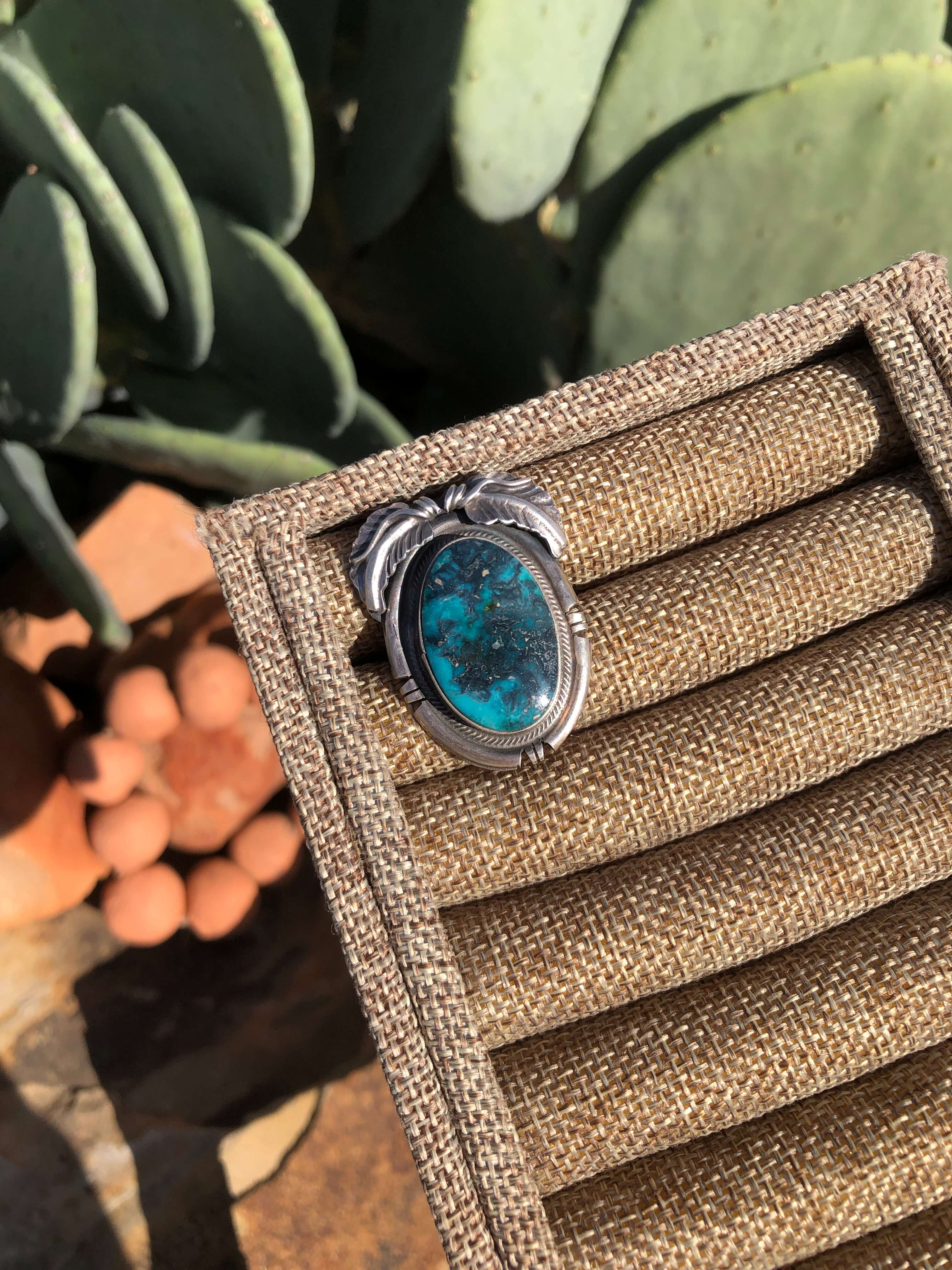 The Ridge Wood Ring, Sz 8.5-Rings-Calli Co., Turquoise and Silver Jewelry, Native American Handmade, Zuni Tribe, Navajo Tribe, Brock Texas